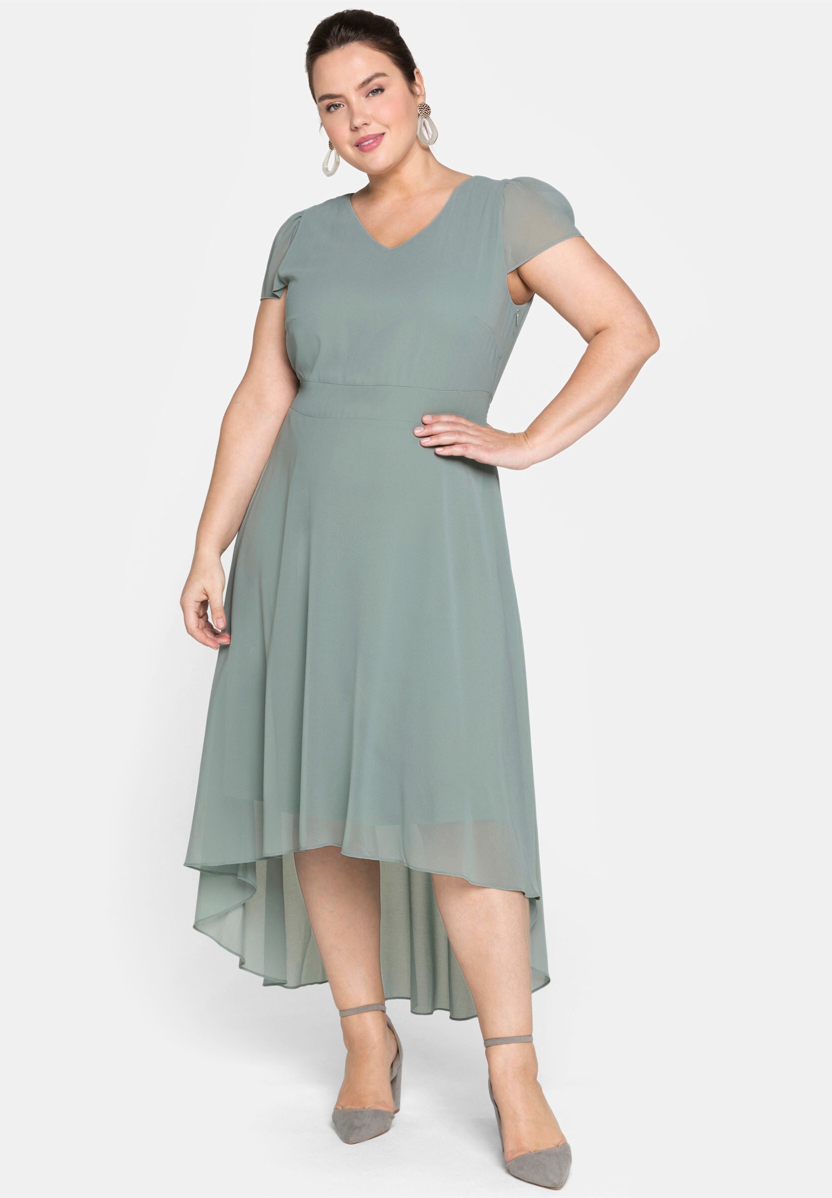 Sheego Jerseykleid »Abendkleid Abendkleid mit Flügelärmeln« Ohne Taschen mit Flügelärmeln