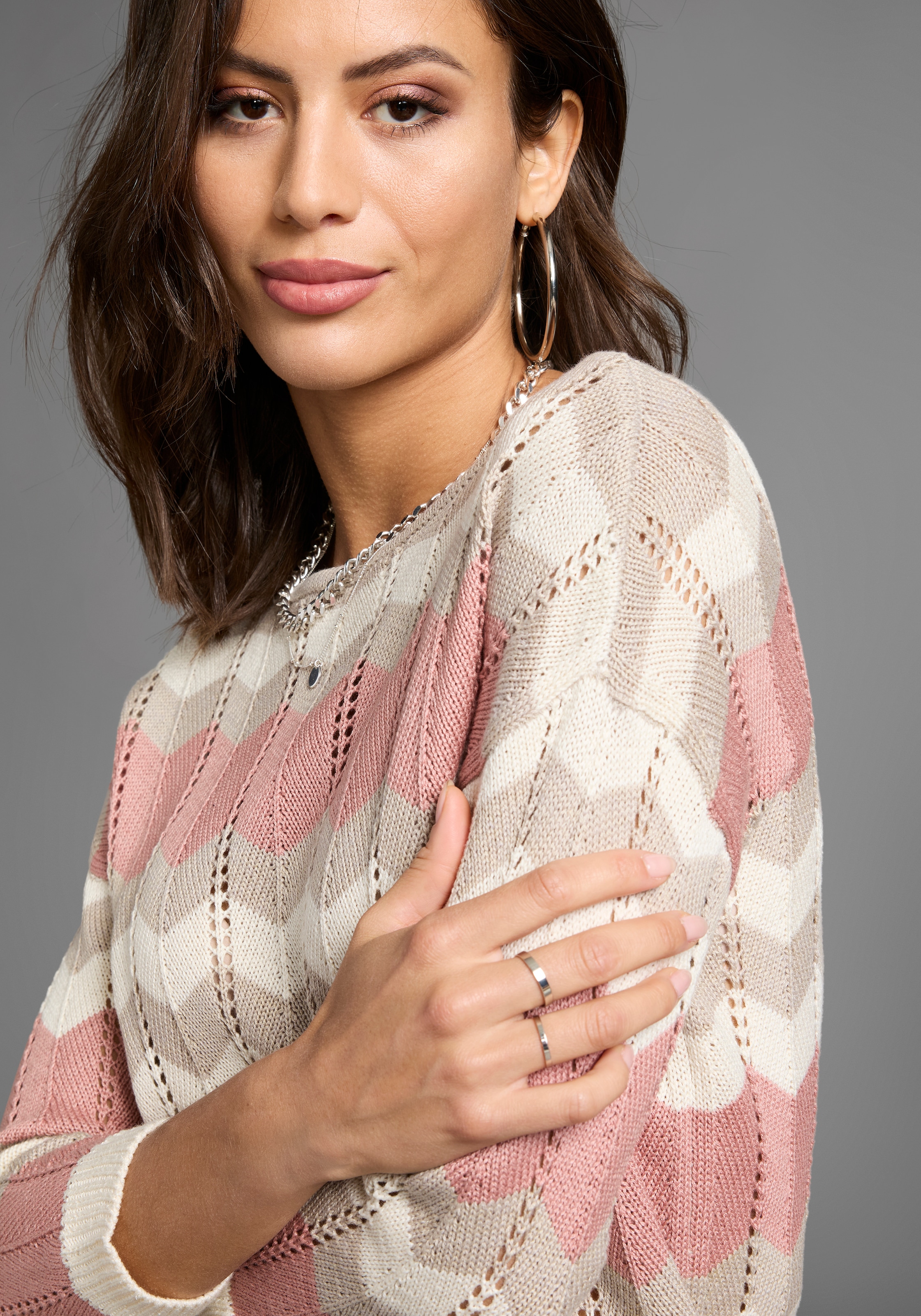 Laura Scott Strickpullover, mit Ajourstrickmuster