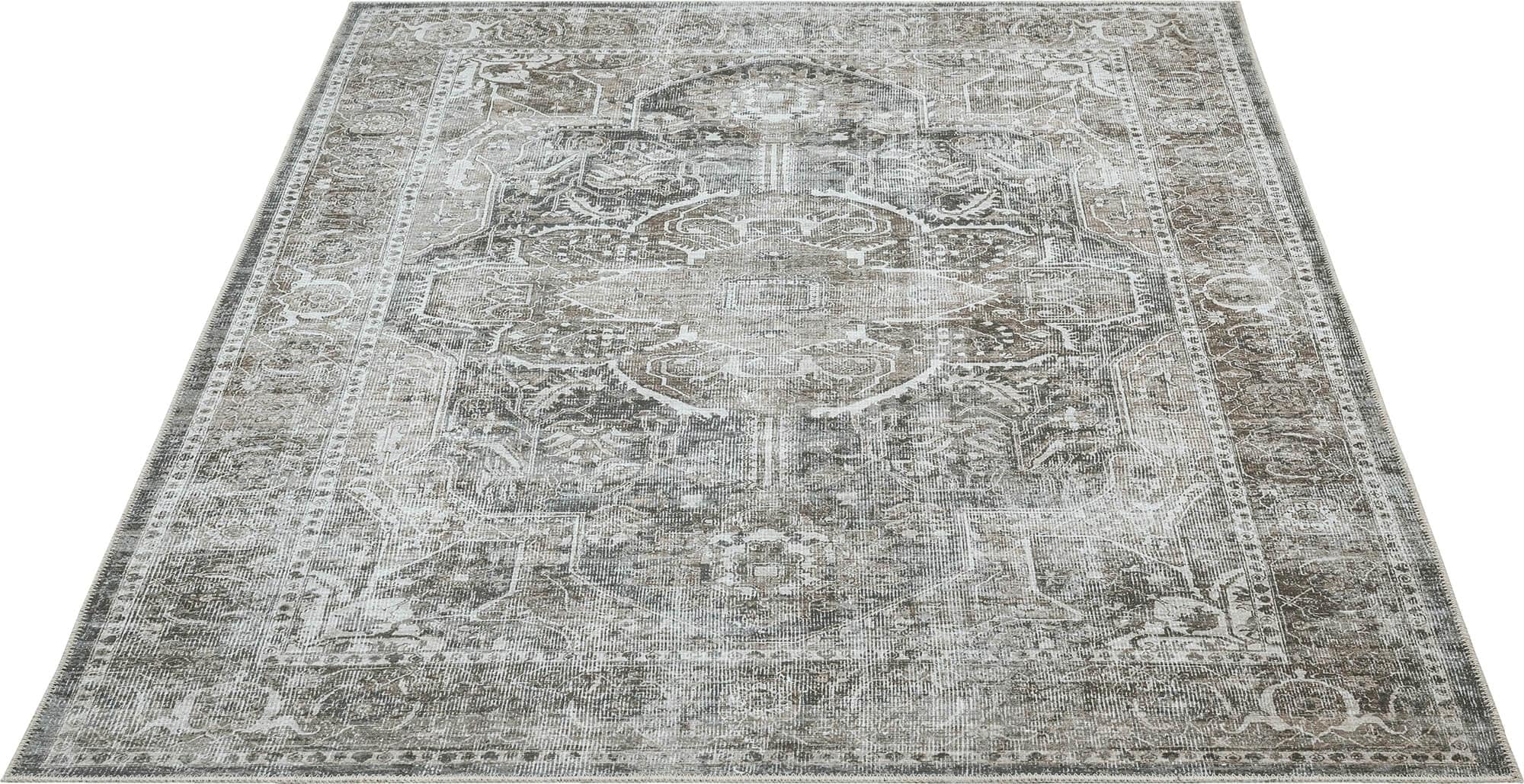 the carpet Teppich »Zen«, rechteckig, 1 mm Höhe, Vintage Wohnzimmer Teppich flachgewebe waschbar