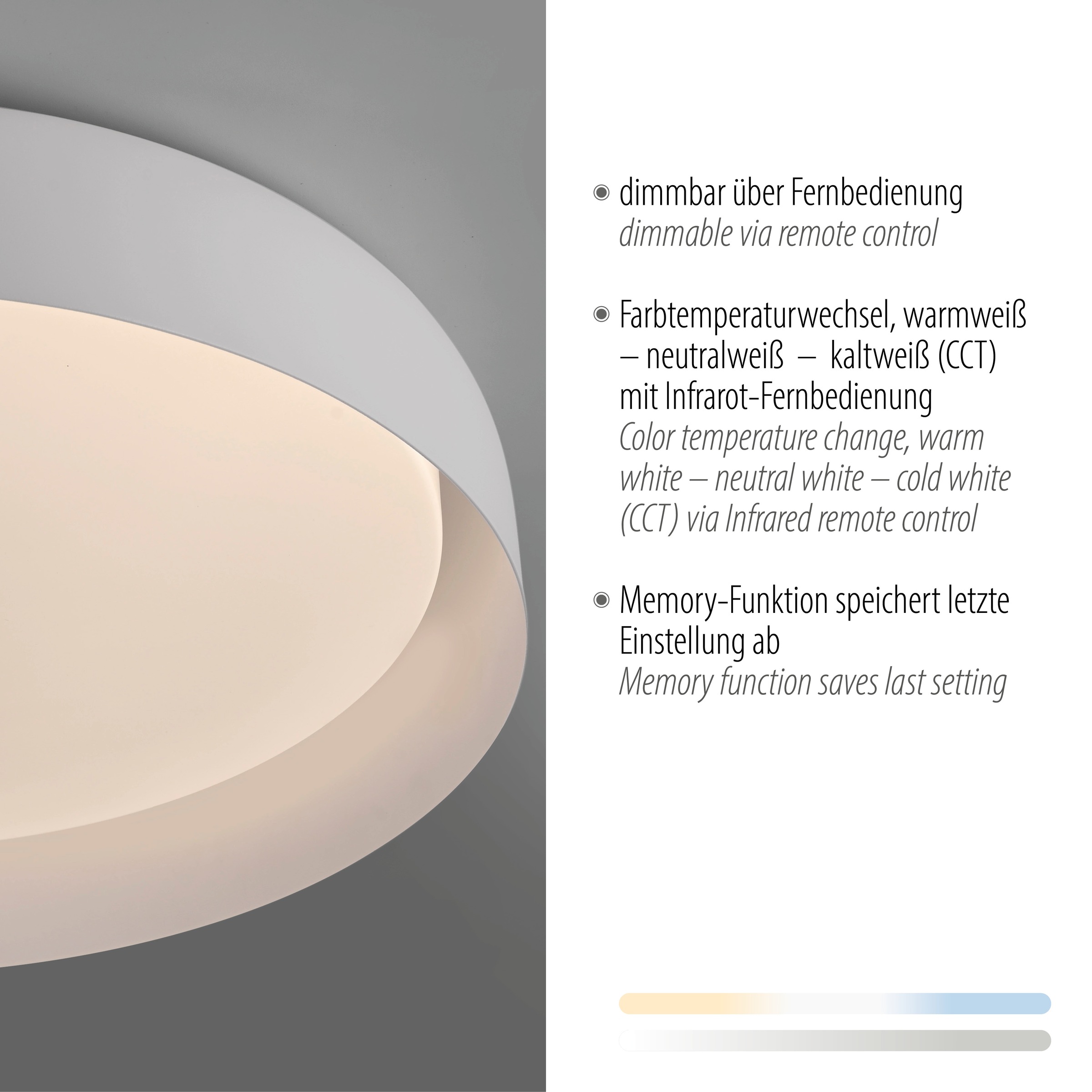 JUST LIGHT Deckenleuchte »OSKO« LED-Board 1 Stk. Warmweiß LED, Fernbedienung, Funk inkl.