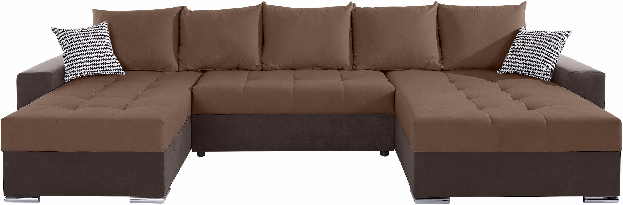 COLLECTION AB Wohnlandschaft »Josy XXL U-Form, B: 333 cm, mit 2 Recamieren 77 & 97 cm« mit Bettfunktion, Bettkasten & 2 Zierkissen, Federkern