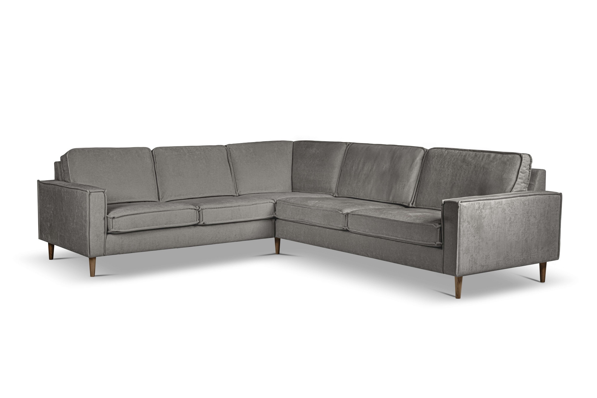 Home affaire Ecksofa »Pinto Skandi, 290 cm, Chenille, Struktur, Ottomane links / rechts« mit Keder, Massivholzfüße Eiche geräuchert, Wellenunterfederung