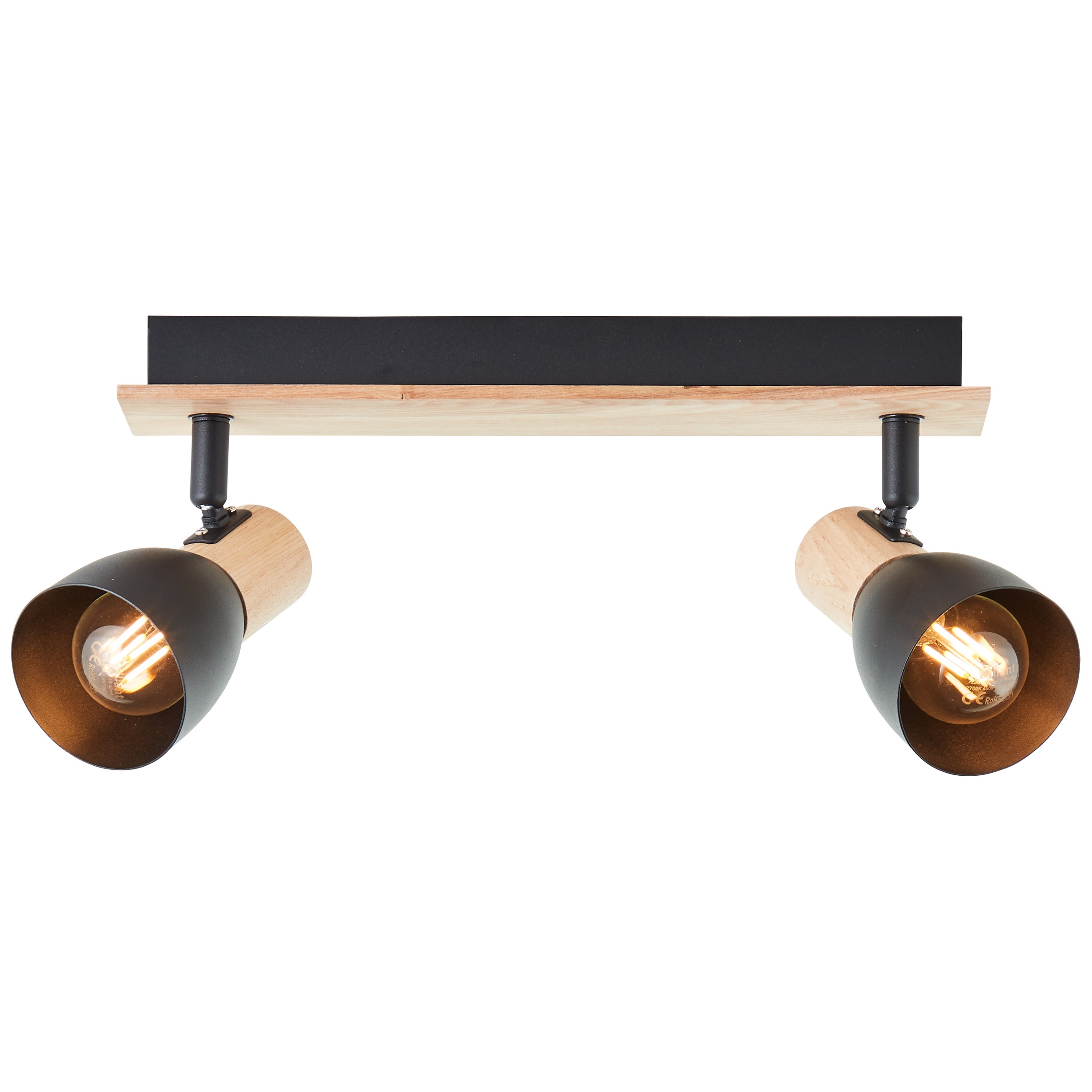 Brilliant Deckenstrahler »Daintree«, 2 flammig, Leuchtmittel E14 | ohne Leuchtmittel, Breite 37 cm, E14, Metall/Holz, schwarz/natur