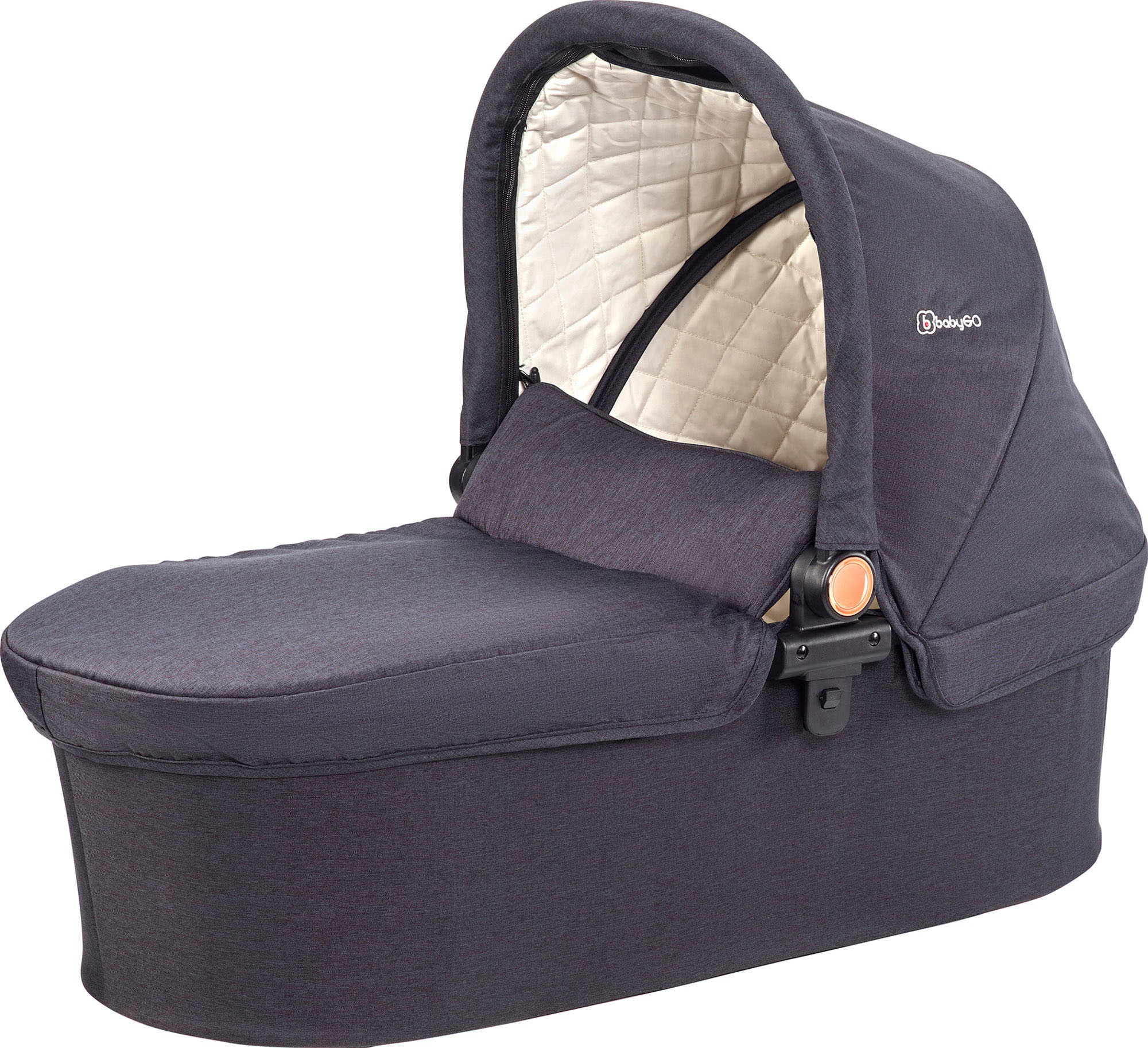 BabyGo Kombi-Kinderwagen »Style - 3in1, rosegold/black«, inkl. Babyschale mit Adaptern u. Wickeltasche