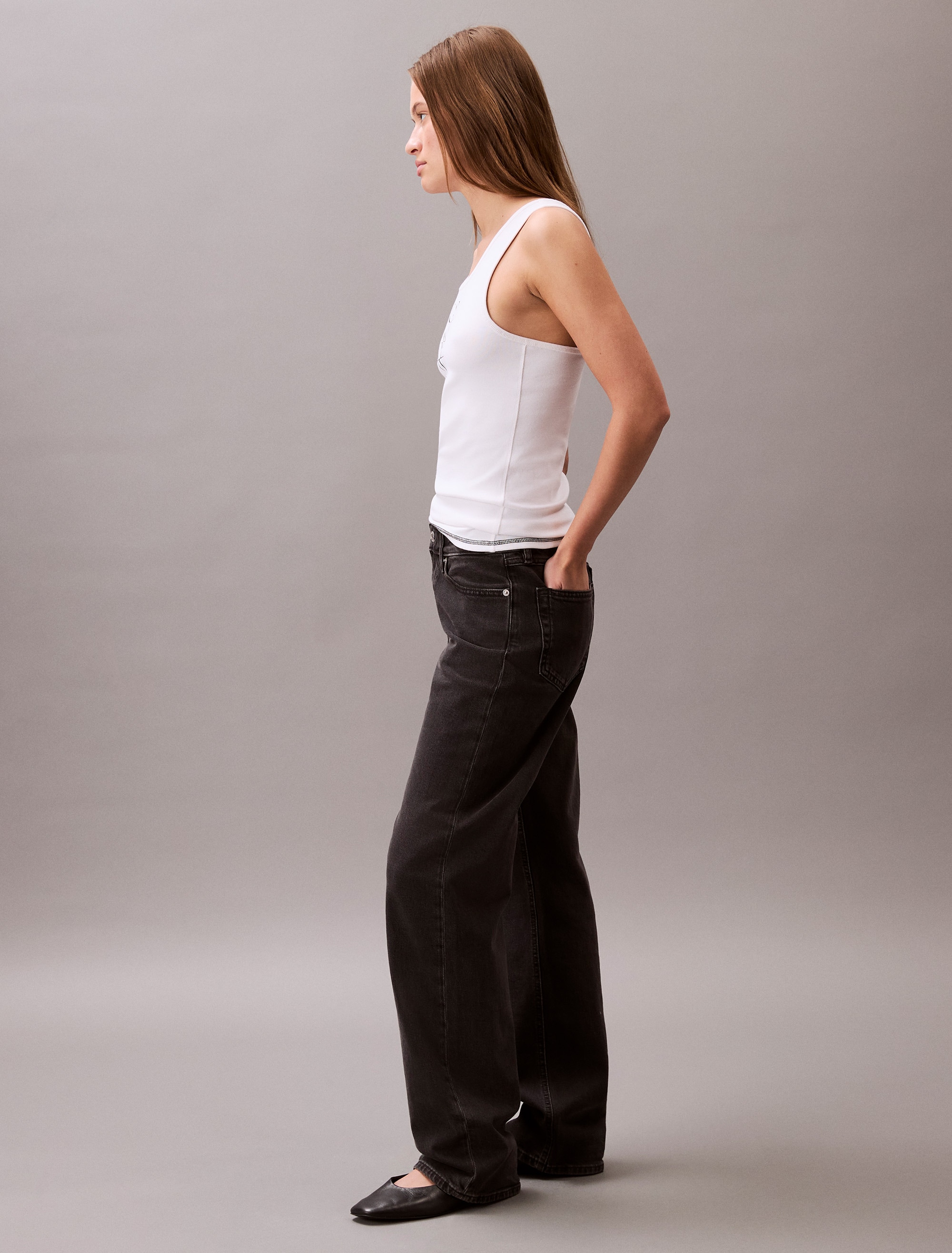 Calvin Klein Jeans Tanktop »SL COTTON RIB SOLID TANK«, Mit tiefem Rundhalsausschnitt