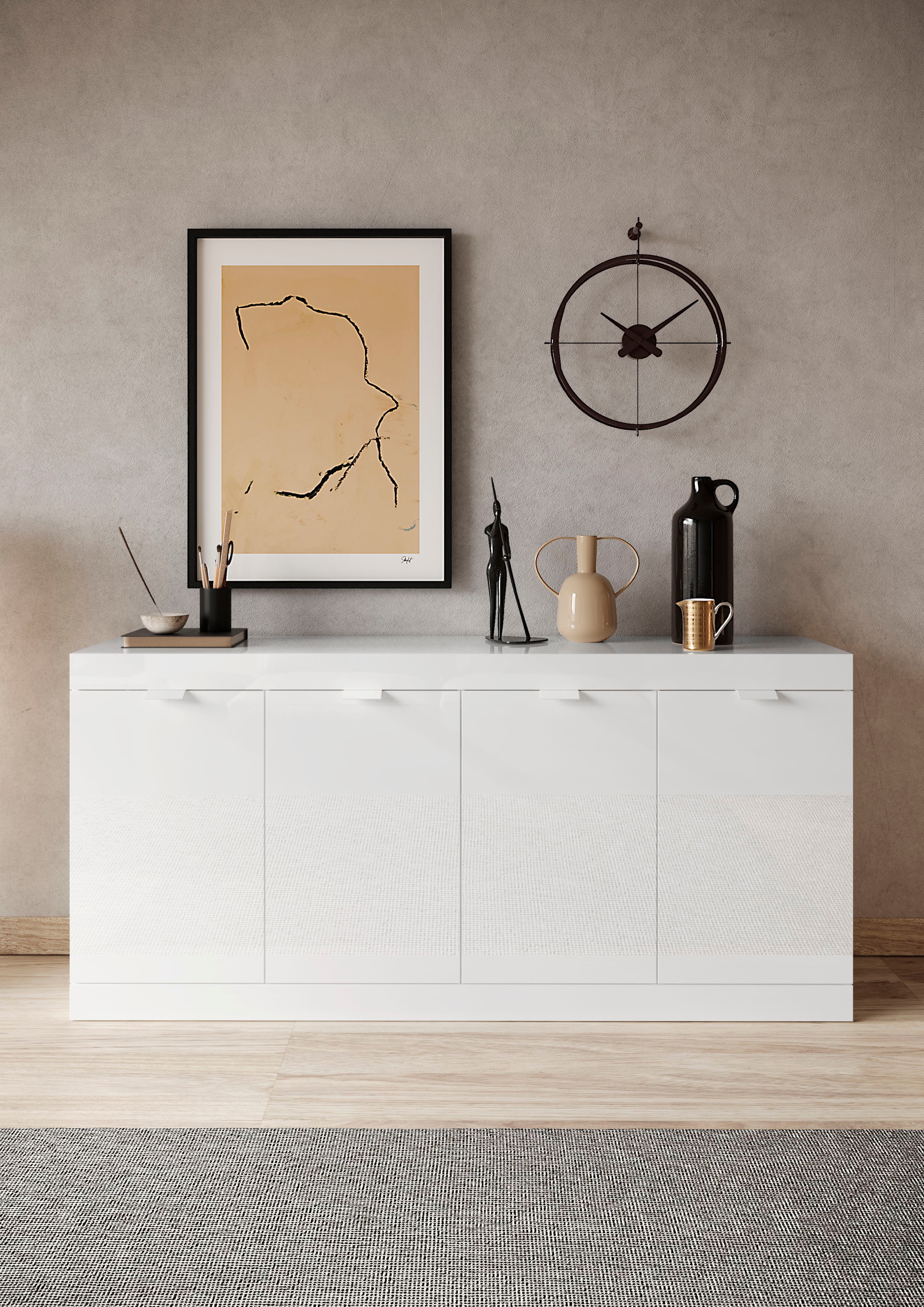 LC Sideboard »Slim«, Breite 181 cm, weiß Hochglanz Lack