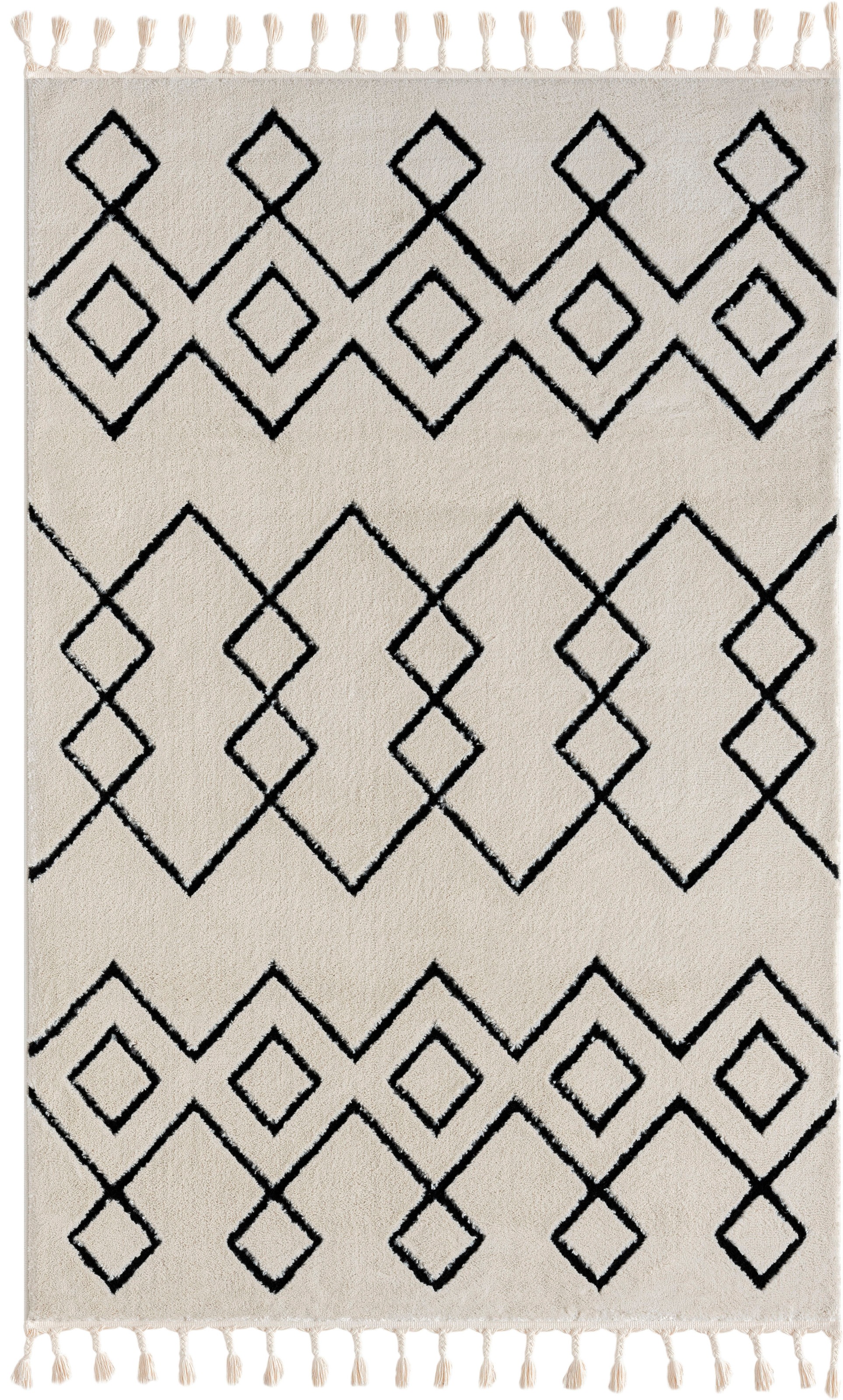 Myflair Möbel & Accessoires Hochflor-Teppich »Moroccan Mural«, rechteckig, modern, marokkanisches Design, flauschig weich, mit Fransen