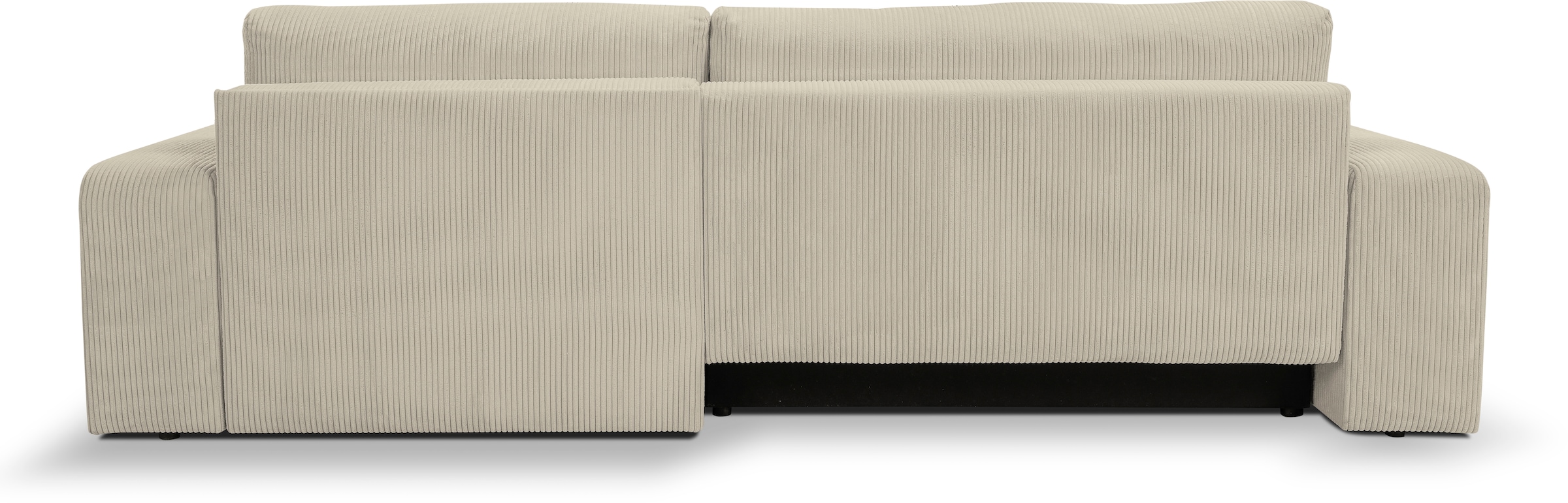 WERK2 Ecksofa »Hugo-L, kuschelweiche Trendstoffe Cord und Breitcord, L-Form«, Design Ecksofa in Cord mit Schlaffunktion & Bettkasten, Breite 267cm