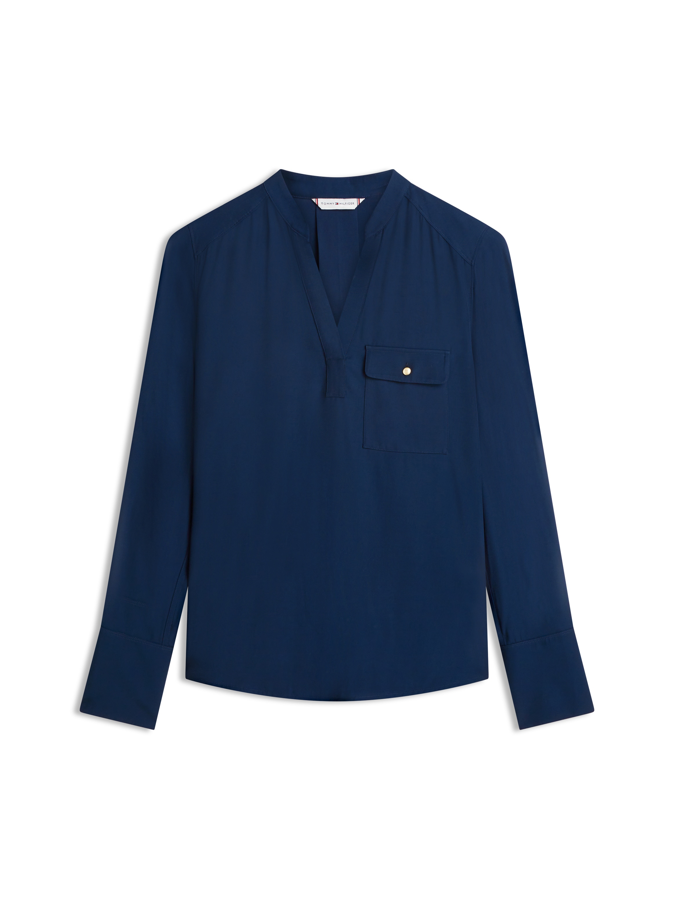 Tommy Hilfiger Langarmbluse »VIS TWILL V NECK BLOUSE LS« mit Knopfleiste