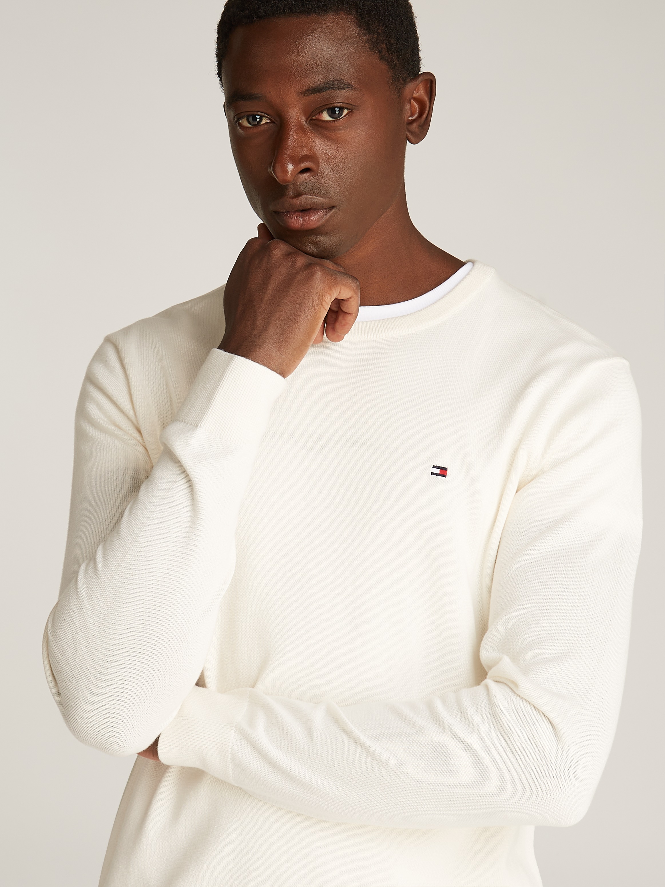 Tommy Hilfiger »ESSENTIAL COTTON CREW NECK« 100% Baumwolle Crewneck Regular Fit Premium Mode