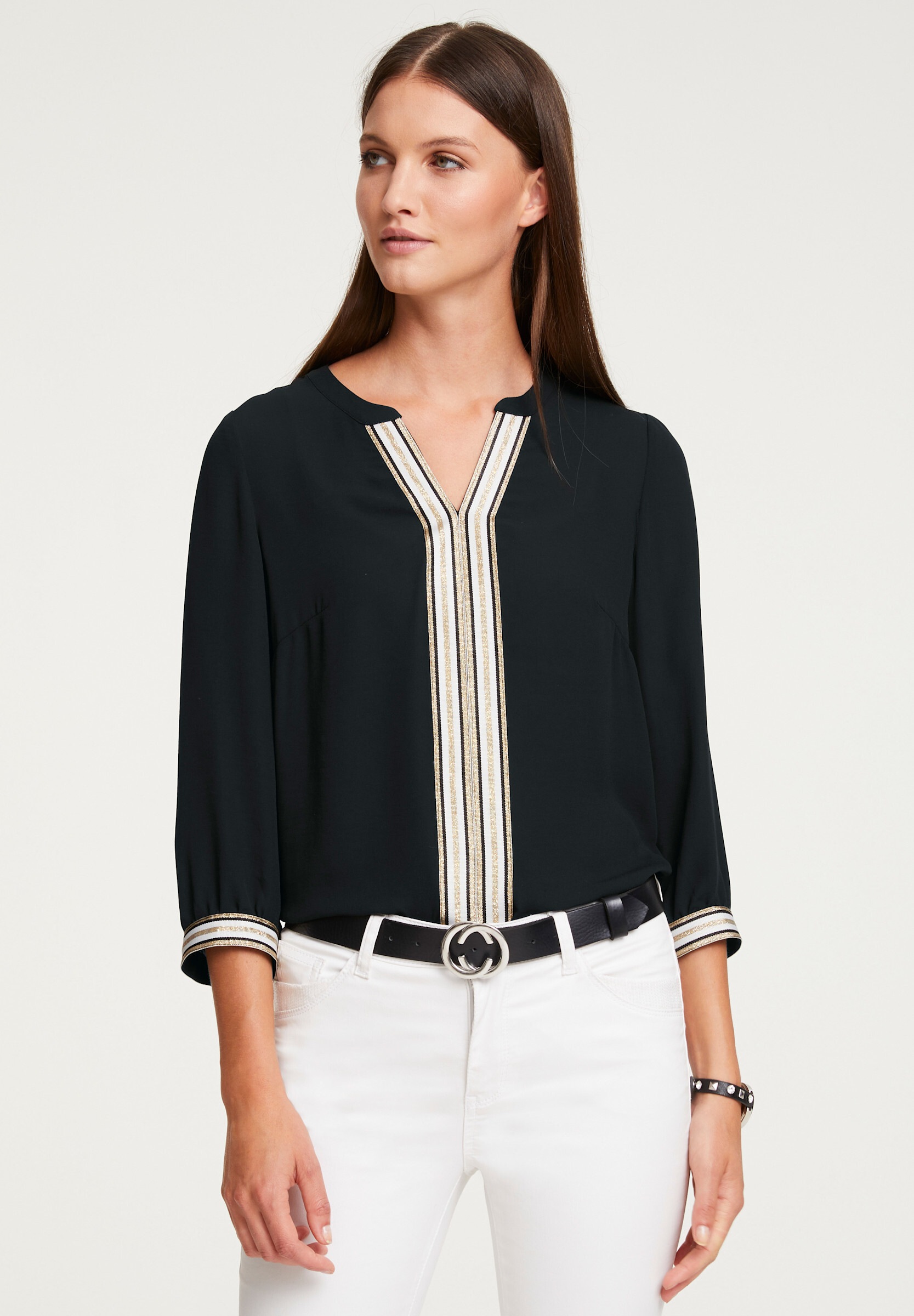 heine Schlupfbluse »Bluse Schlupf-Bluse mit Kontrastblenden«