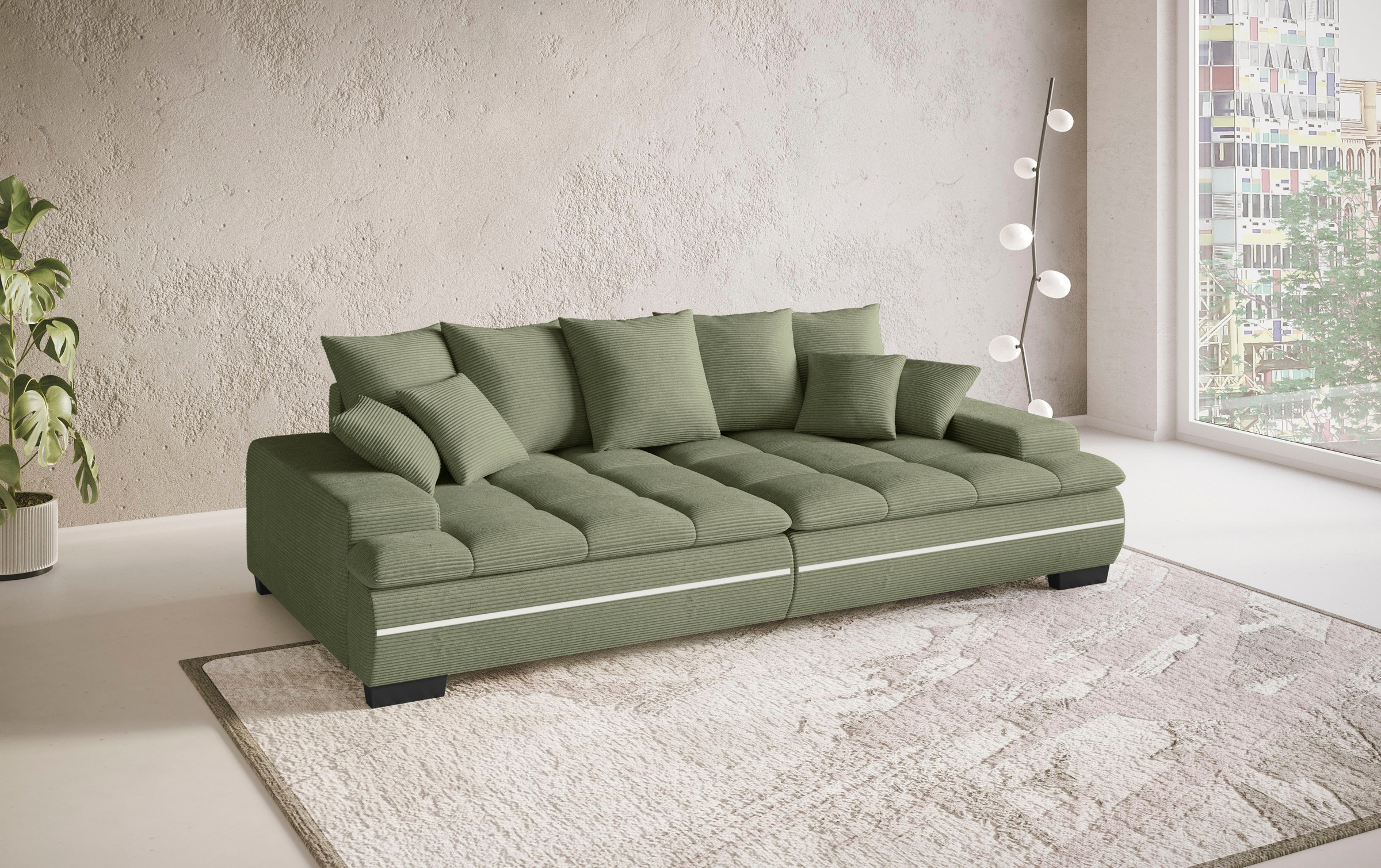 Mr. Couch Big-Sofa »Haiti II«, RGB-LED Beleuchtung, Kaltschaumpolsterung, bis 140 kg belastbar