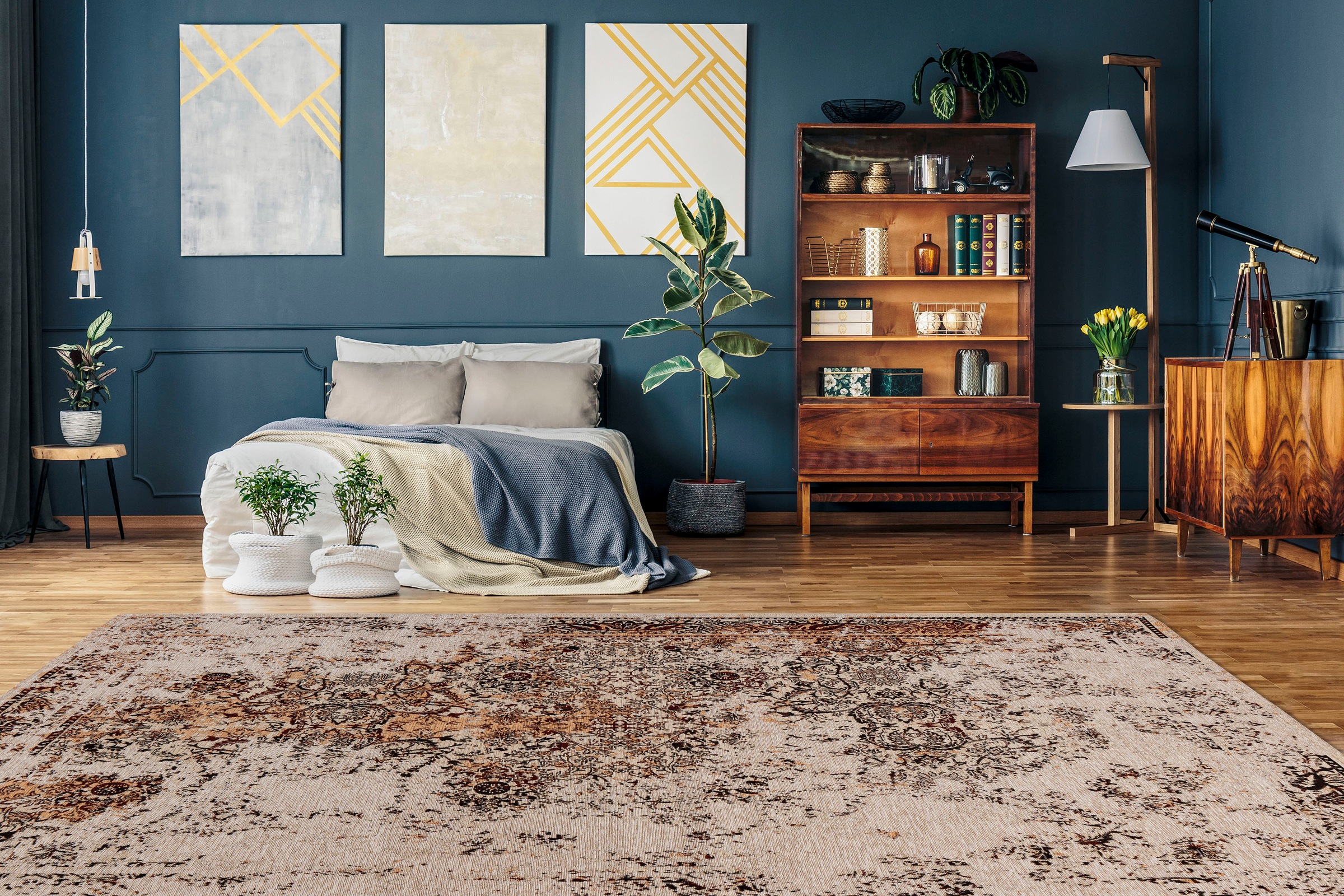 Padiro Teppich »Charme 725« rechteckig 5 mm Höhe Chenille Flachgewebe im Vintage Stil