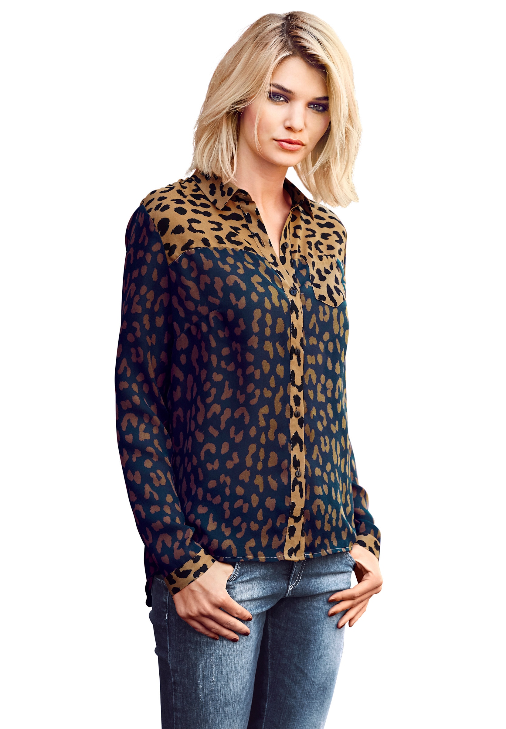 heine Hemdbluse »Druckbluse Langarm-Bluse im Druck-Dessin«