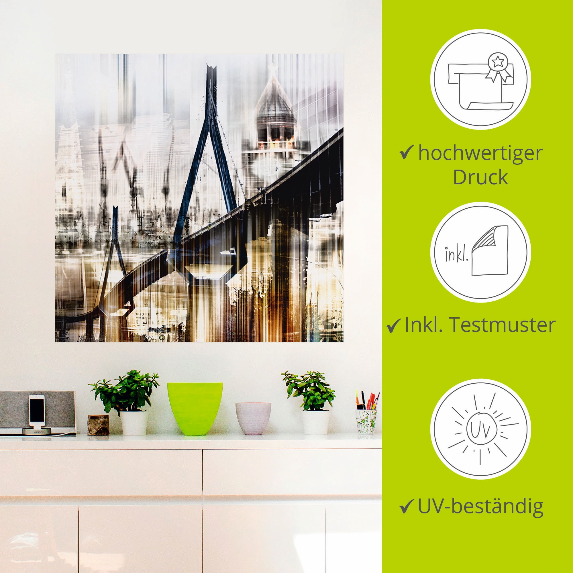 Artland Wandbild »Hamburg Skyline Collage III«, Deutschland, (1 St.), als Leinwandbild, Wandaufkleber in verschied. Größen