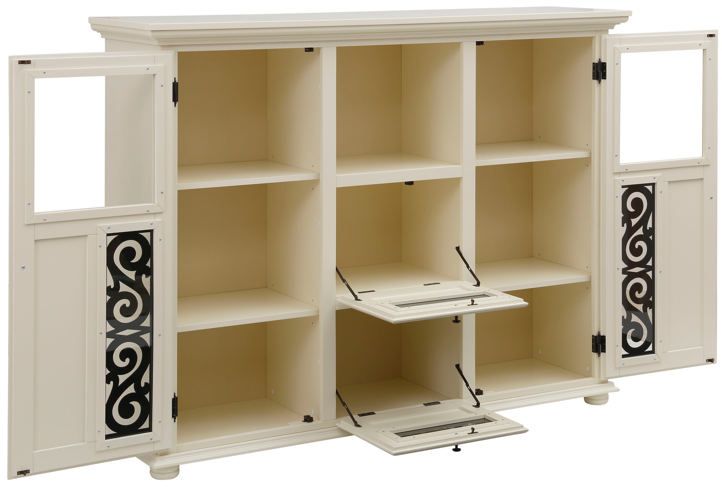 Home affaire Highboard »Arabesk«, Vitrine mit dekorativen Fräsungen, Breite 160 cm