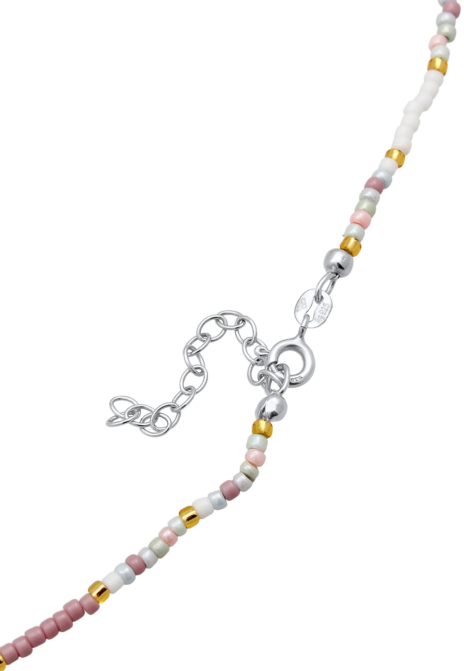 Elli Silberkette »Halskette Choker Herz Glas Beads Sommer Style 925 Silber«