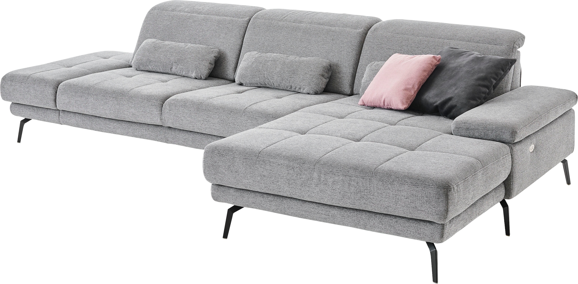 Die PlanBar Ecksofa »MP-IN20126 L-Form mit Federkern-Polsterung« mit Kopfteilverstellung, optional Sitztiefen- & Armteilverstellung