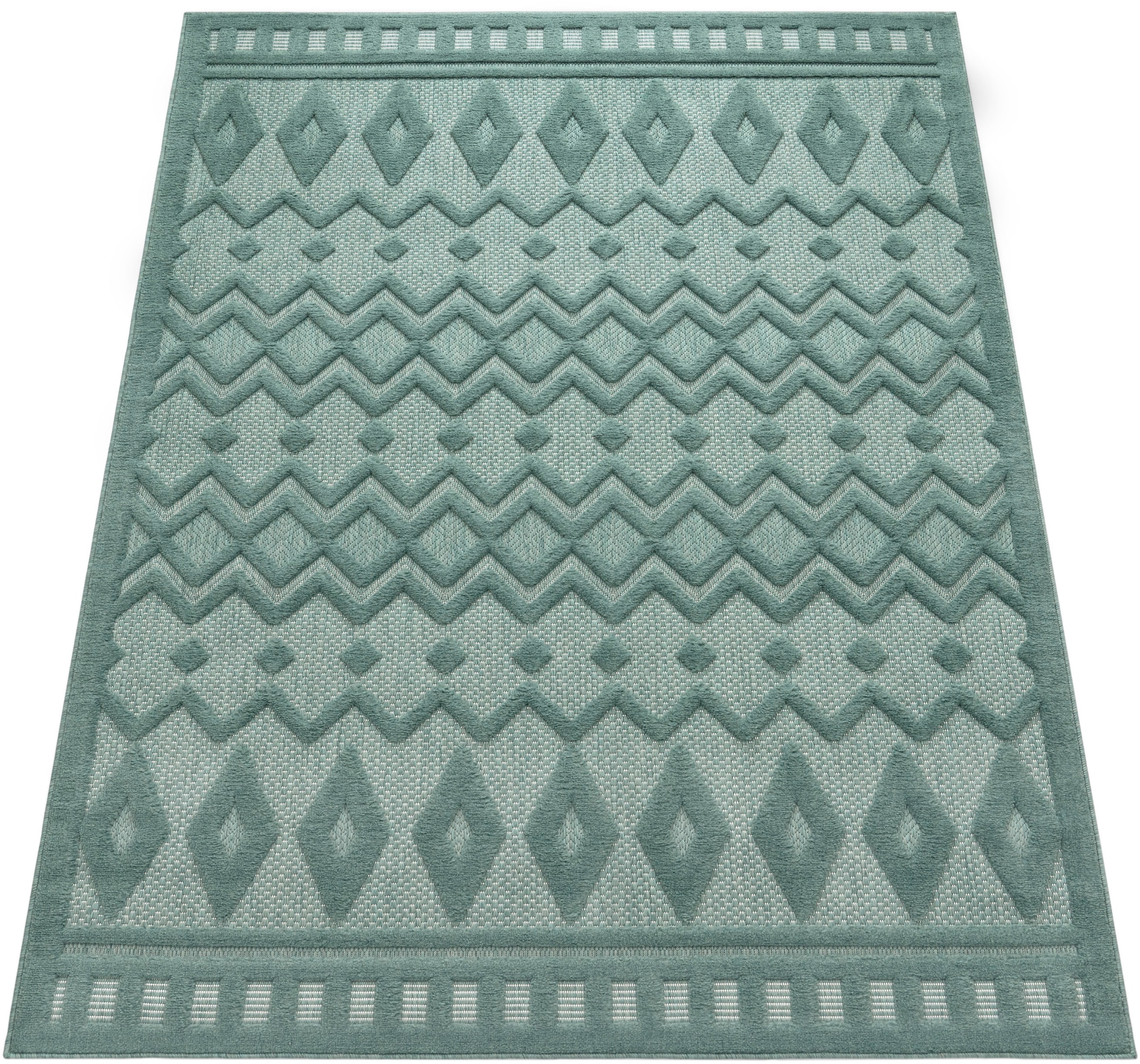 Rauten geeignet Teppich Muster, Uni-Farben, »Livorno 671«, Outdoor Scandi, rechteckig, Hoch-Tief Paco Effekt, Home