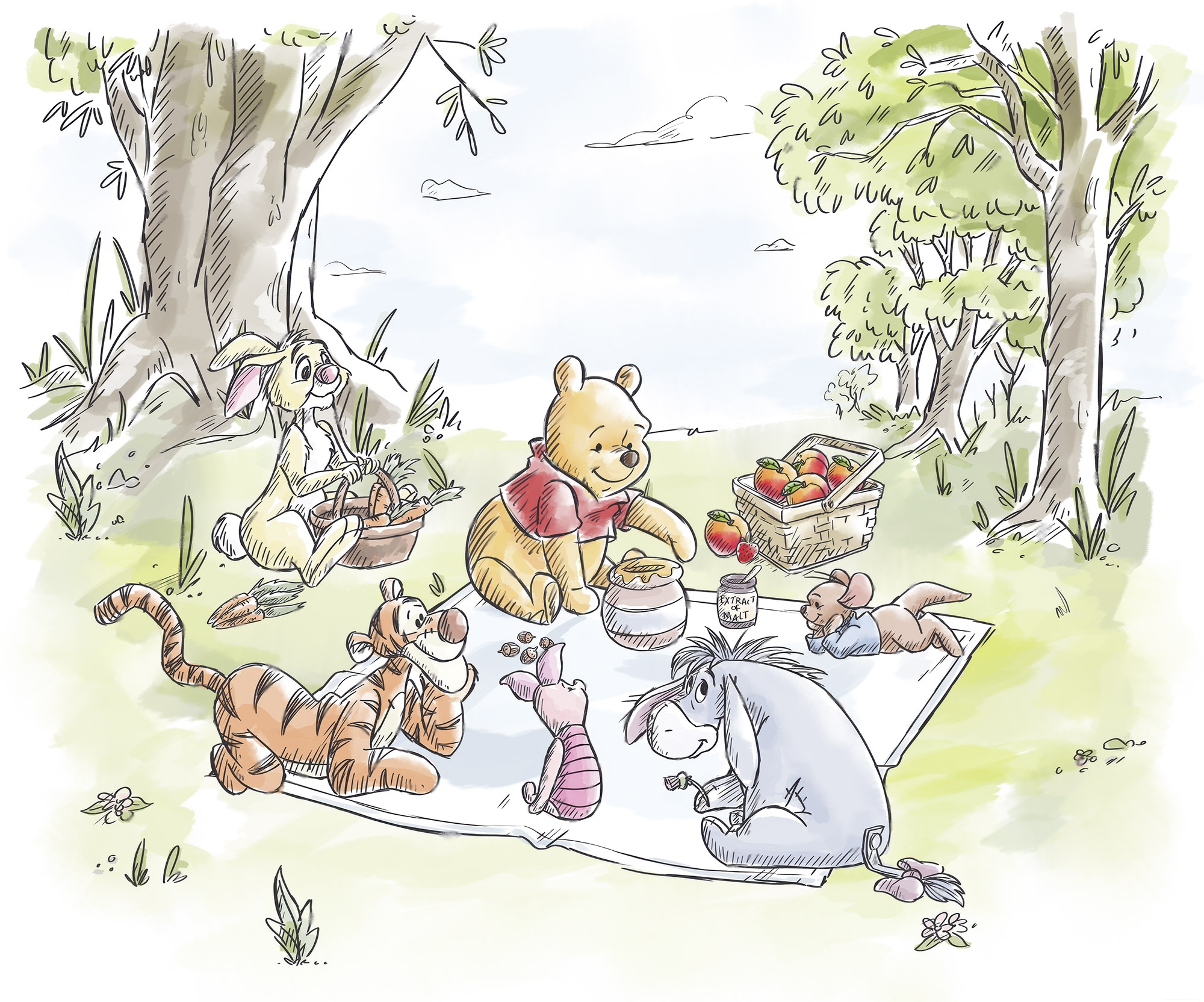 Komar Kindertapete »Disney Winnie the Pooh Nice for Picnics«, bedruckt
