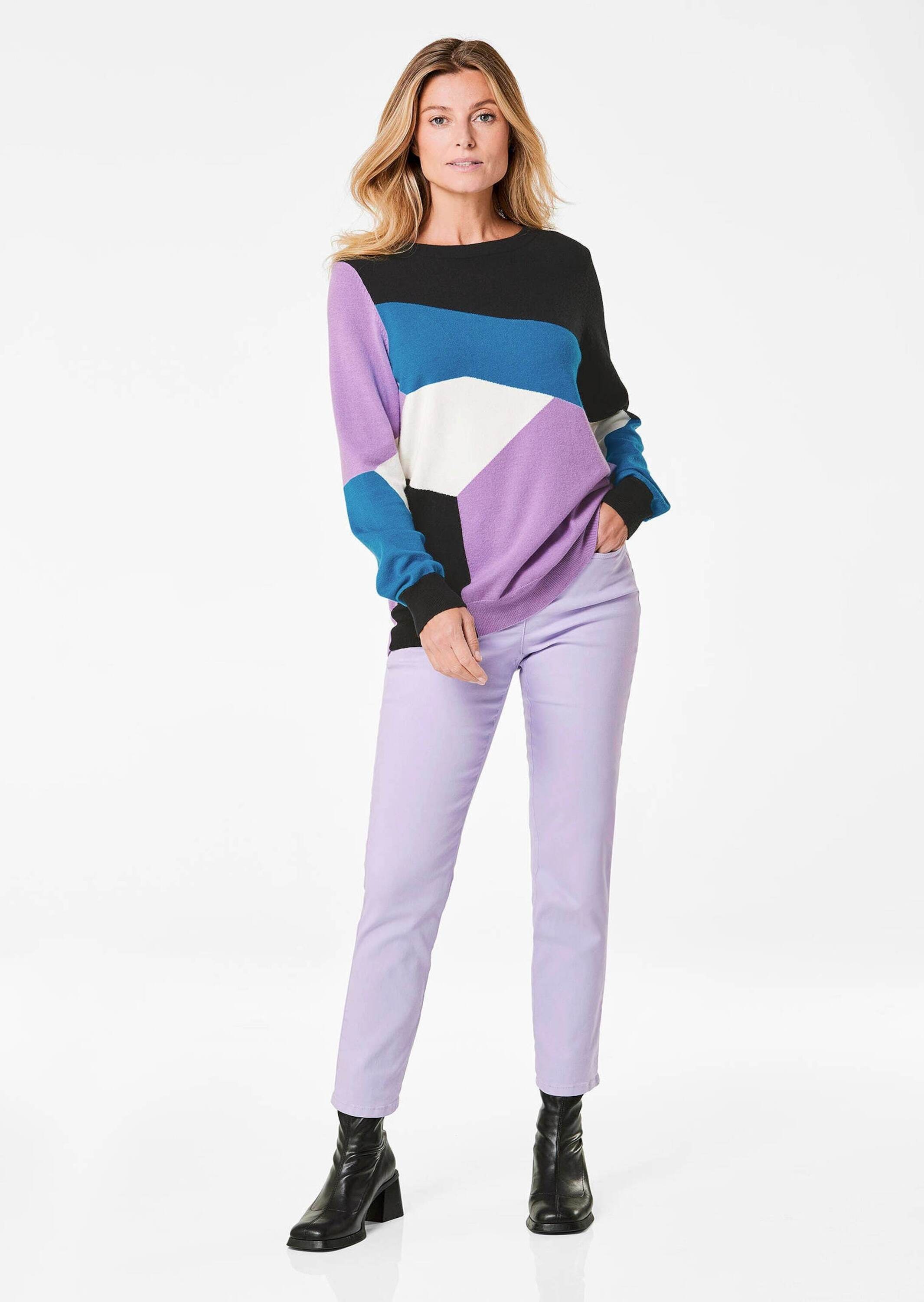 GOLDNER Rundhalspullover »Kurzgröße Strickpullover« Ausschnitt mit Tubularblende