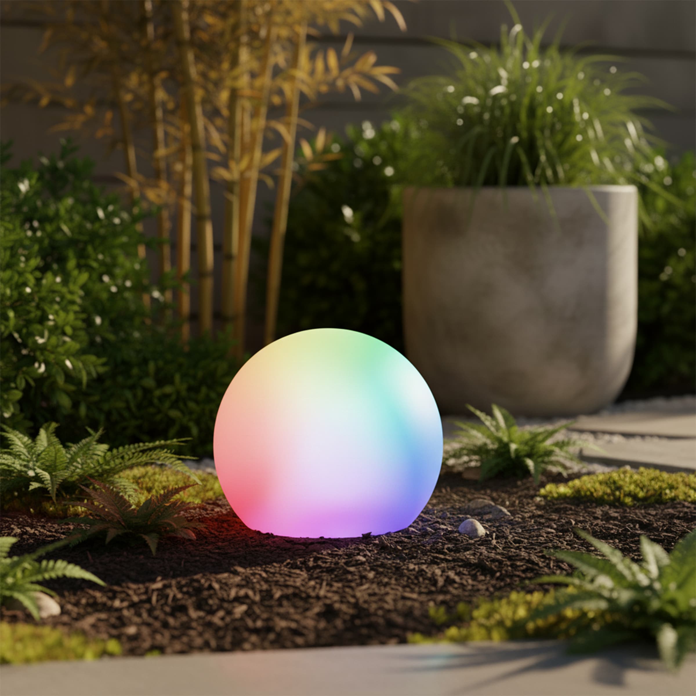 OTTO home LED Solarleuchte »LED Solar Kugel ILLORA, RGB + Warmweiss« LED-Modul 1 Stk. RGB | Warmweiß mit Erdspieß