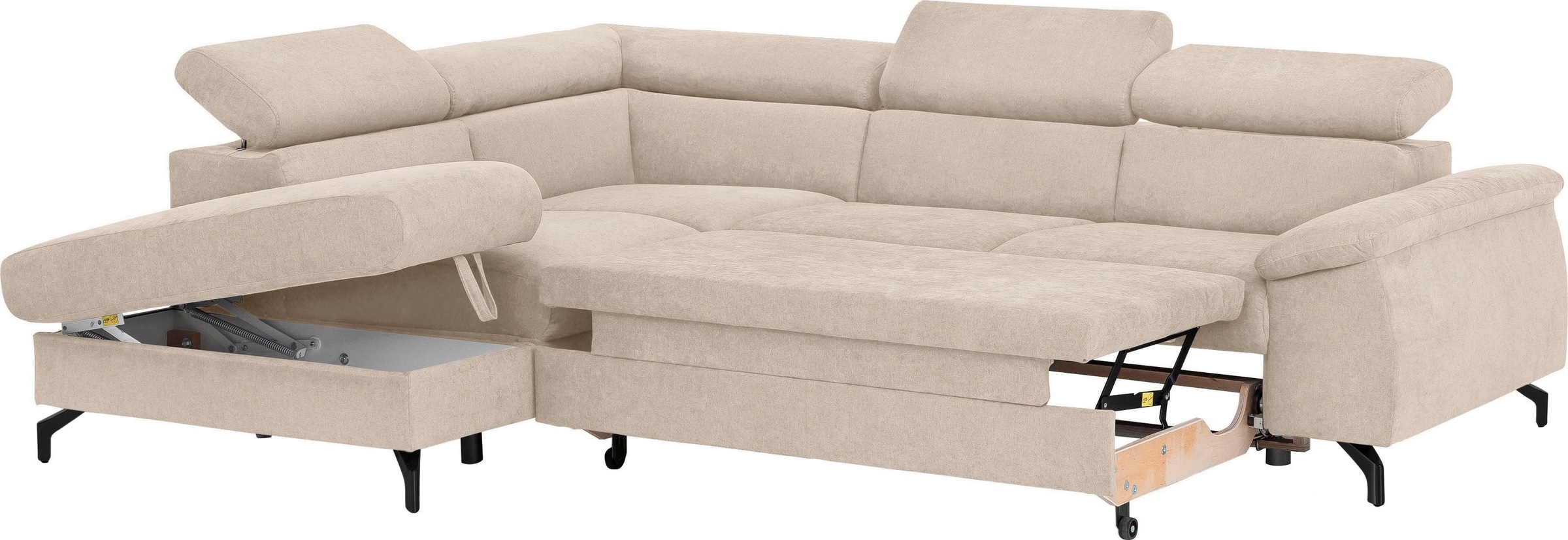 COTTA Polstergarnitur »Kitty L-Form, B: 249 bzw. 100 cm (Set: Ecksofa & Hocker)«, (Set), mit Kopfteilverstellung, optional Bettfunktion & Bettkasten