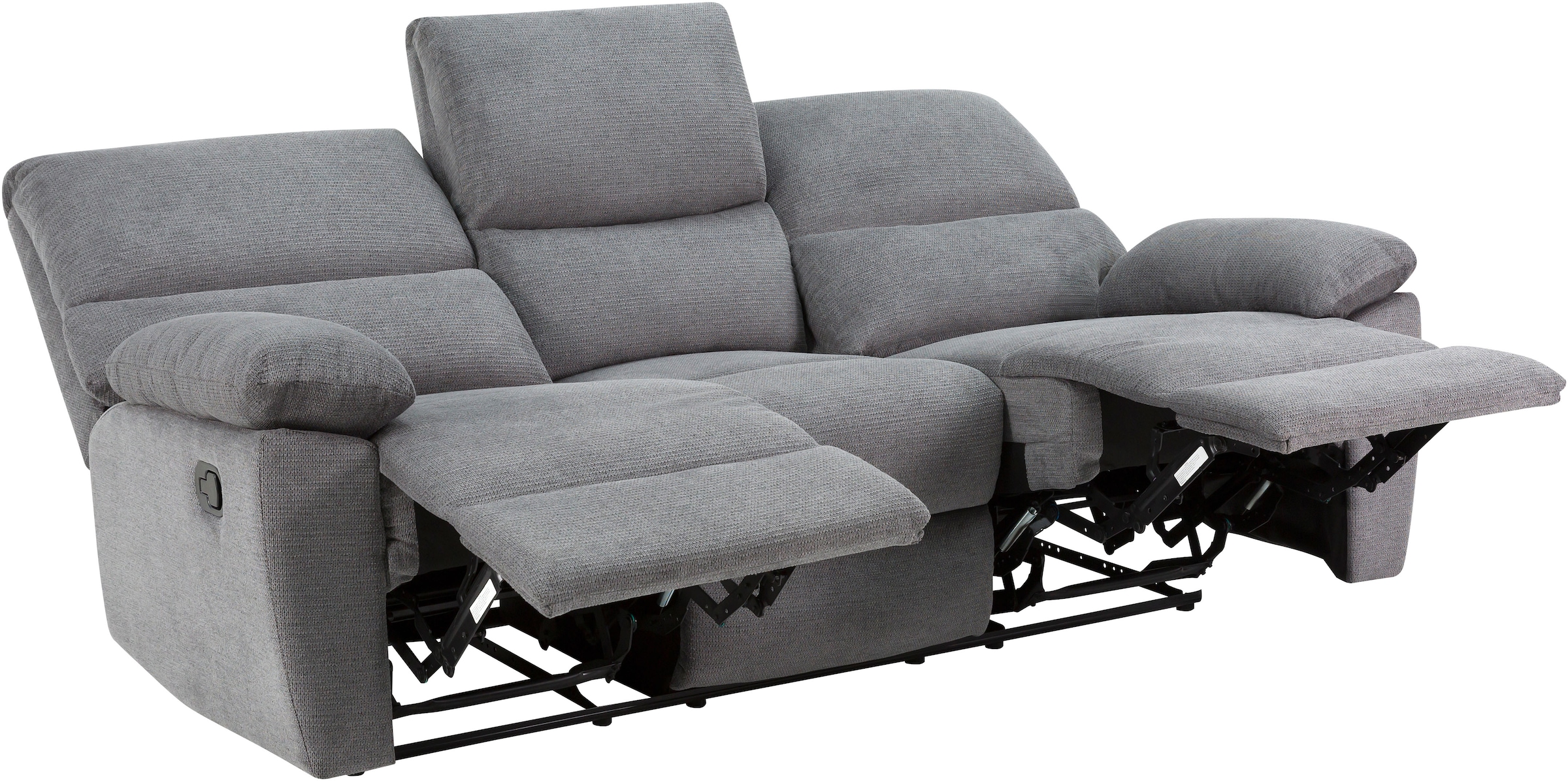 Home affaire 3-Sitzer »LANNOY, manuelle o. elelektrische Relaxfunktion in 2 Sitzen, USB A/C«, Liegefunktion (105°-150°), Reclinersofa, Webstoff, Federkern