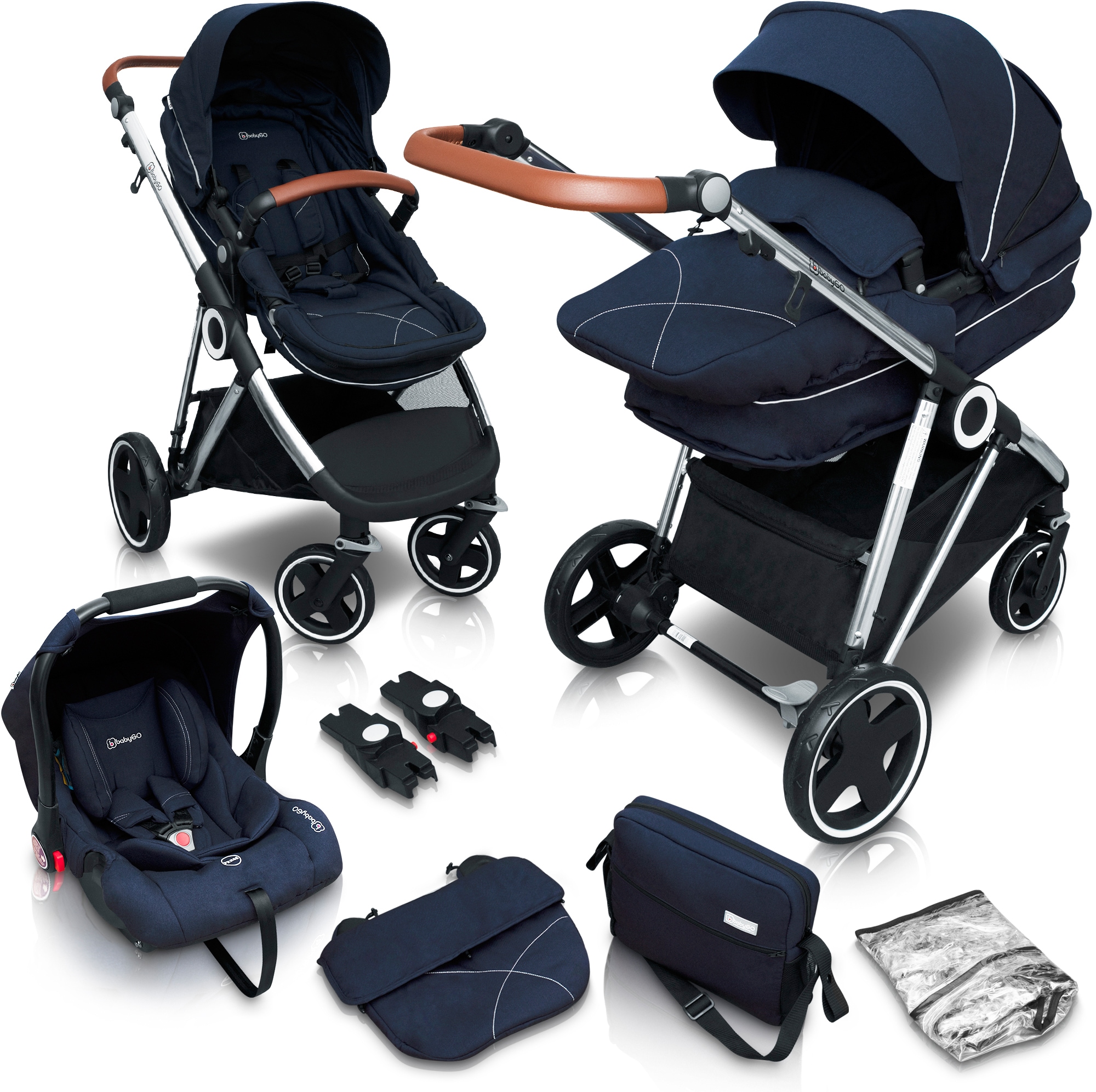 Kombi-Kinderwagen »Halime 3in1, Blue Silver«, inklusive Babywanne, Babyschale,...