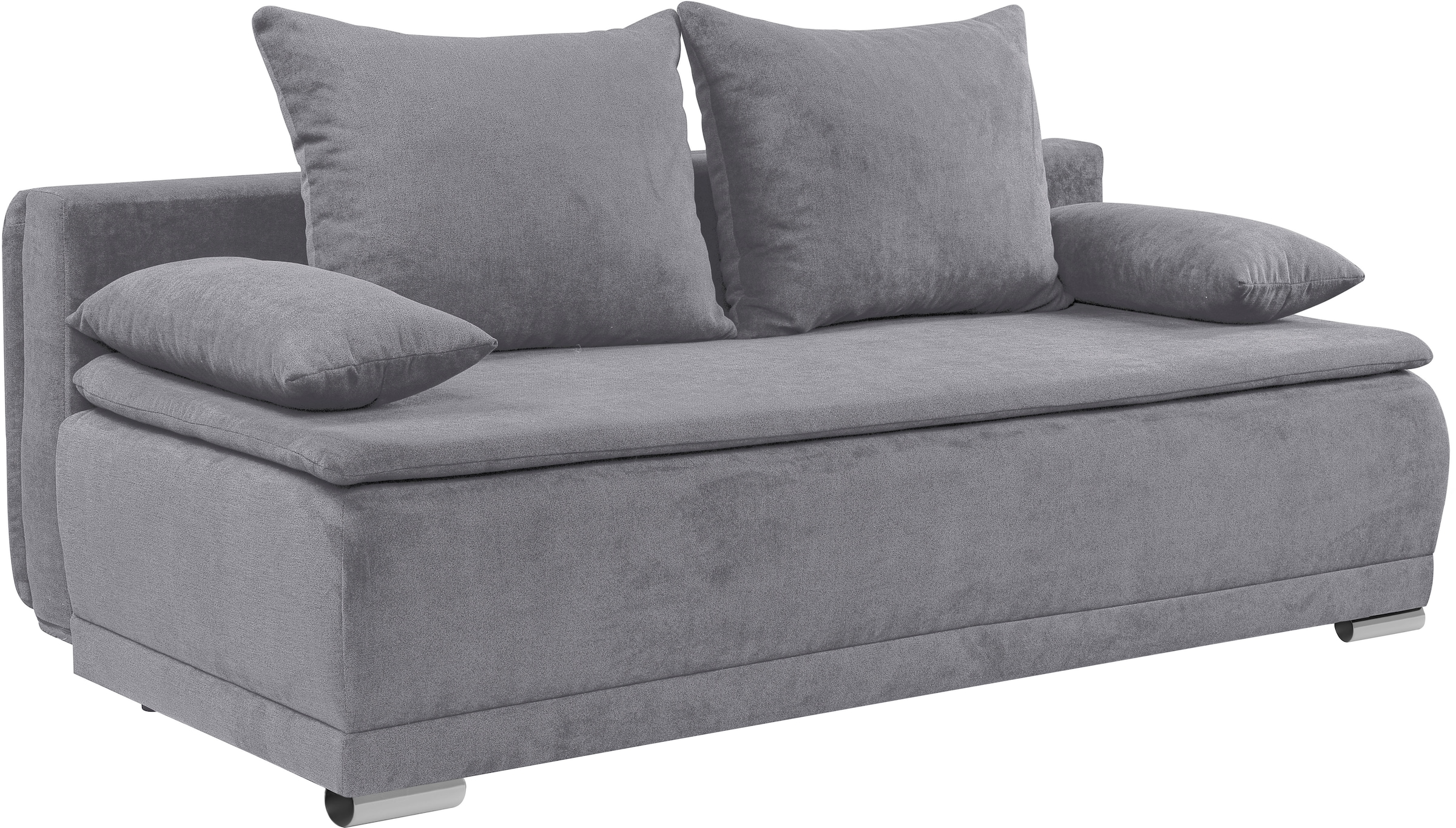 WERK2 Schlafsofa »Biggi-Bettsofa mit Liegefläche 200/140cm und praktischem Bettkasten«, inkl. losen Kissen, Struktur weich, hellgrau