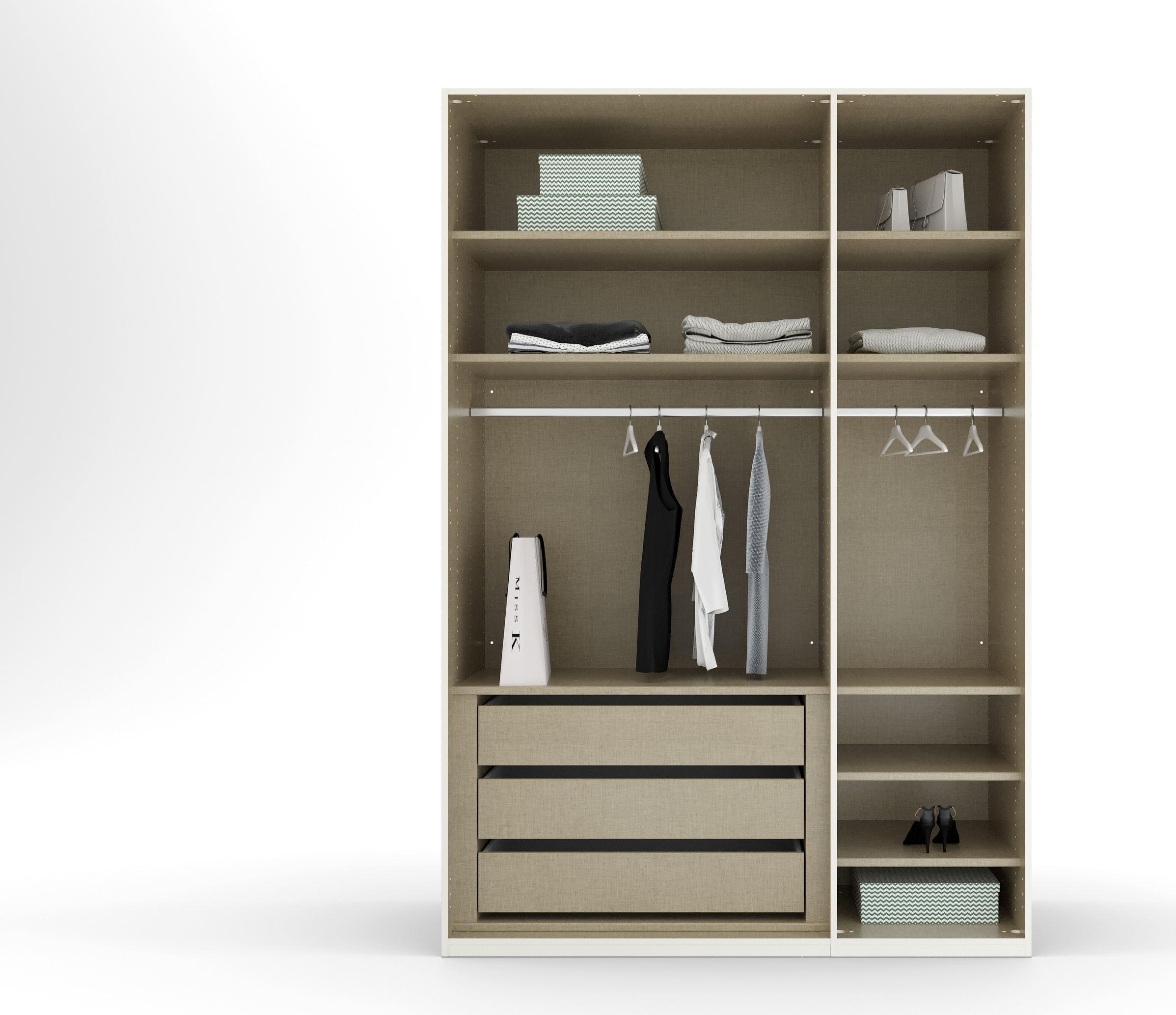 rauch Drehtürenschrank »Kleiderschrank Schrank Garderobe SKAT SHINE mit hochwertigem,«, transparentem Grauglas inkl. umfangreichem Zubehör MADE IN GERMANY