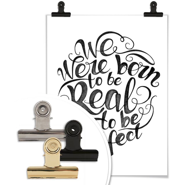 Wall-Art Poster »Kvilis Schriftzug Born to be real«, Schriftzug, (1 St.),  Poster, Wandbild, Bild, Wandposter auf Raten bestellen