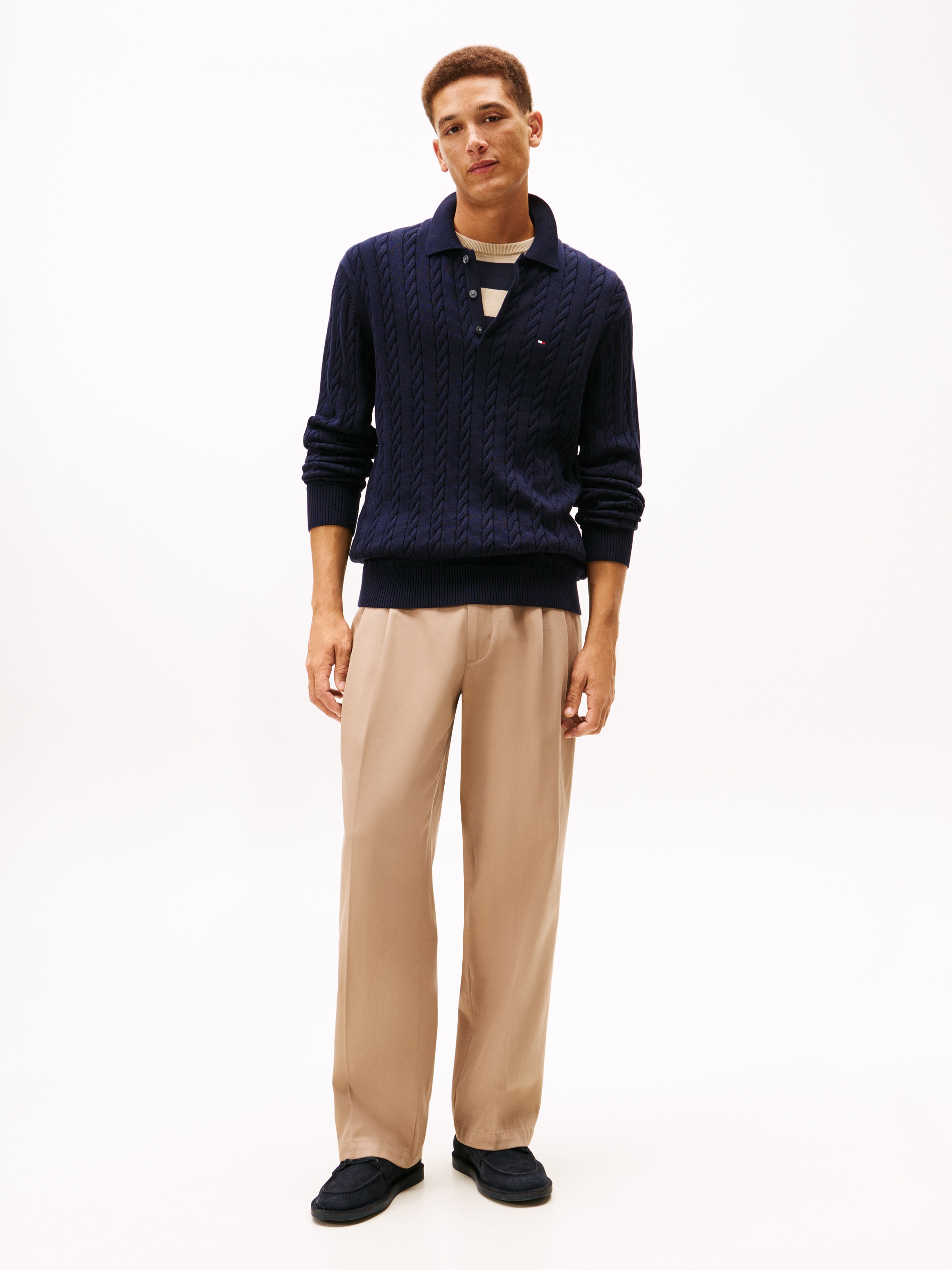 Tommy Hilfiger Polokragenpullover »CLASSIC COTTON CABLE« mit Zopfmuster, regular fit