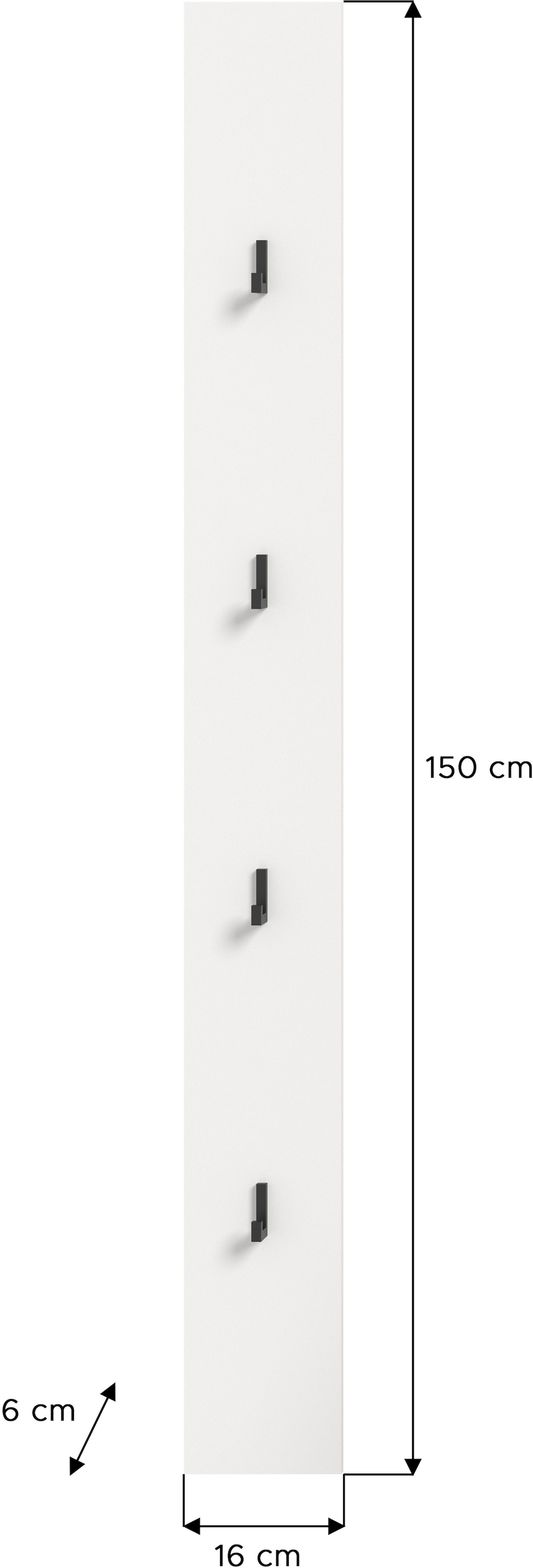 INOSIGN Hakenleiste »VICENZA, TOPSELLER!, Höhe 150cm, 4 schwarze Haken«, Paneel, Wandpaneel, Paneel, Wandhaken, Wandboard