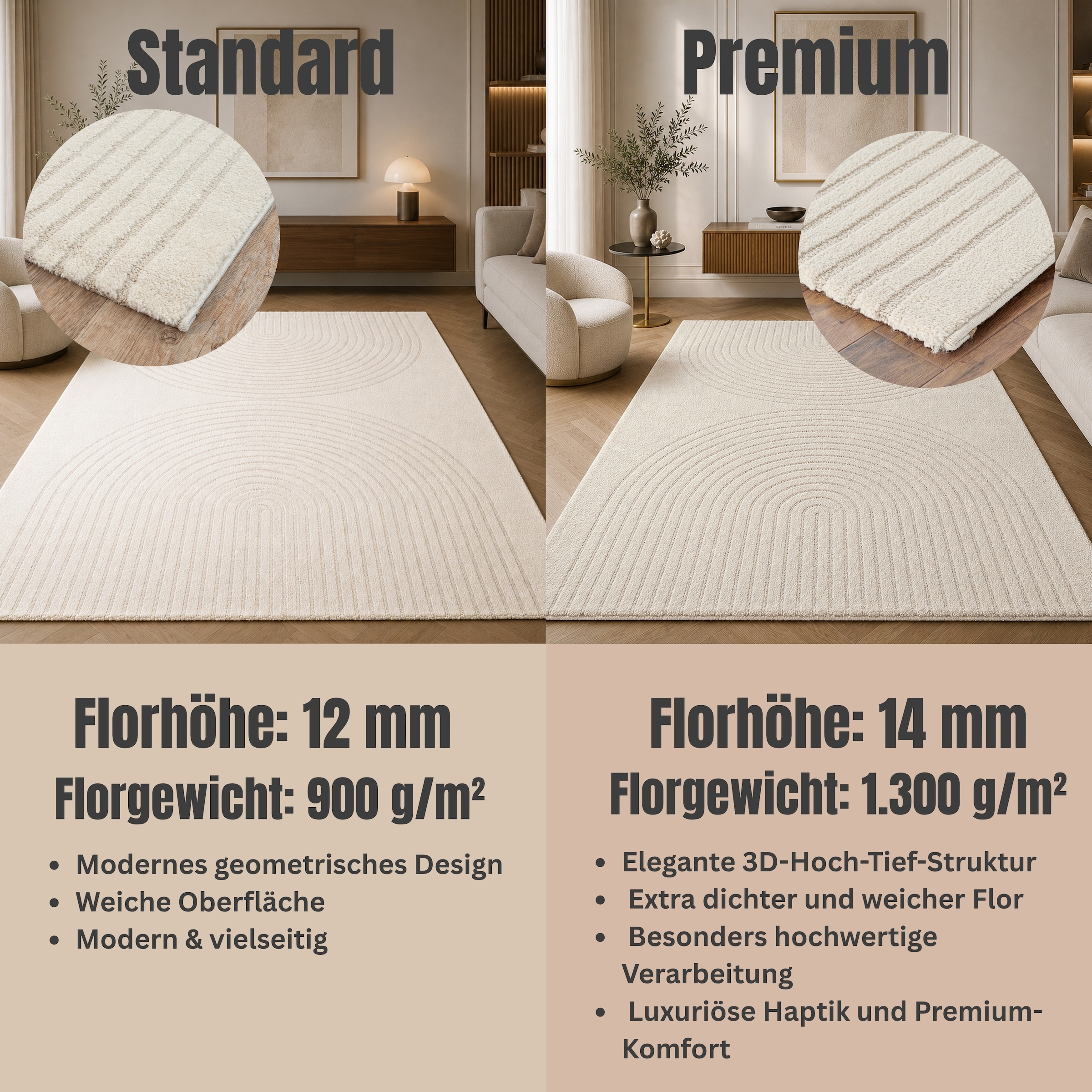 OTTO home Designteppich »Soft Dune in Standard- und Premium-Qualität, 3D Optik/Hoch-Tief Effekt« rechteckig moderner Wohnzimmer Teppich, hohe Flordichte und angenehm weich