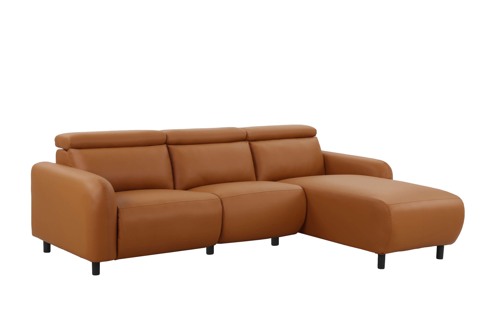 Home affaire Ecksofa »SKAANE Lederoptik, L-Form, 274 cm, manuelle u. elektrische Funktion,«, rundes Design, Kopfteilverstellung, Federkernpolsterung