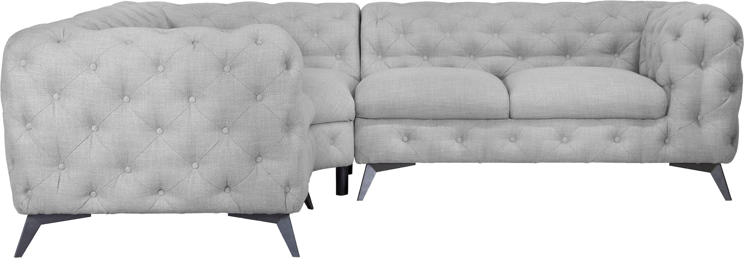 Home affaire Chesterfield-Sofa »Ecksofa GLYNIS L-Form mit Wellenunterfederung, Maße B/T/H 264/264/75cm« aufwändige Knopfheftung, moderne Chesterfield Optik, Fußfarbe wählbar