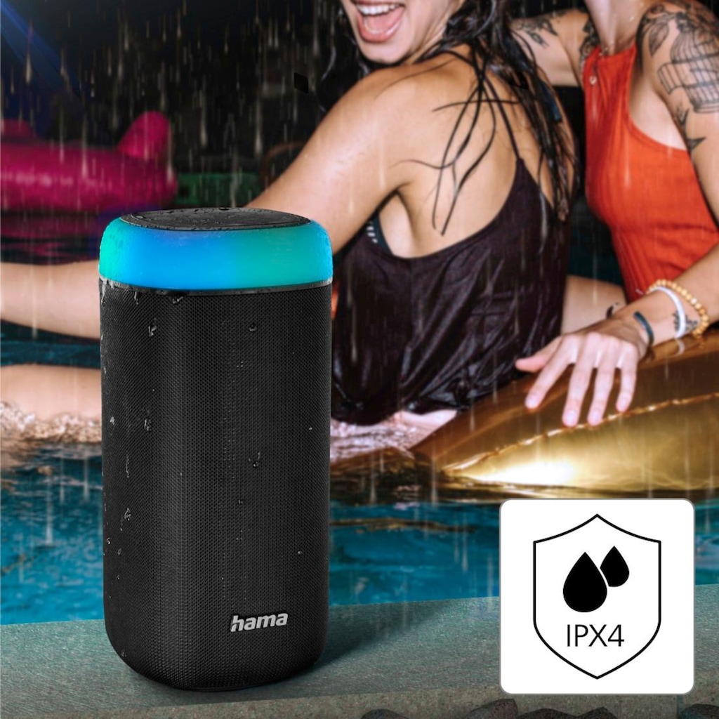 Hama Bluetooth-Lautsprecher »Bluetooth Box LED 30 W Xtra Bass 360ᵒ Sound, wasserdicht nach IPX 4«