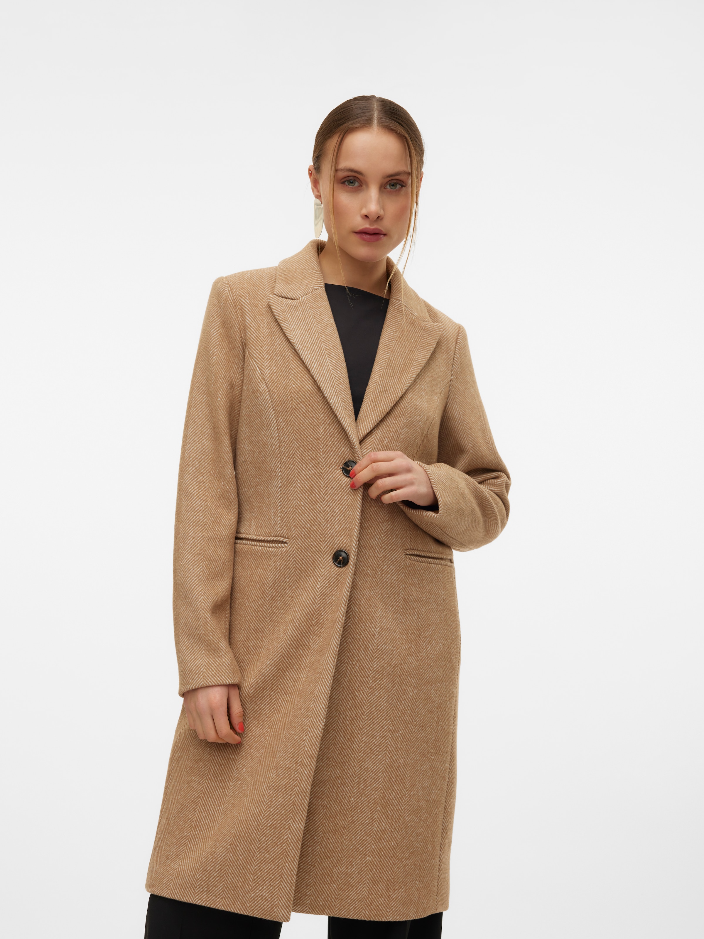 Vero Moda Langmantel »VMBLAZA HERINGBONE LONG WOOL COAT GA BOO«