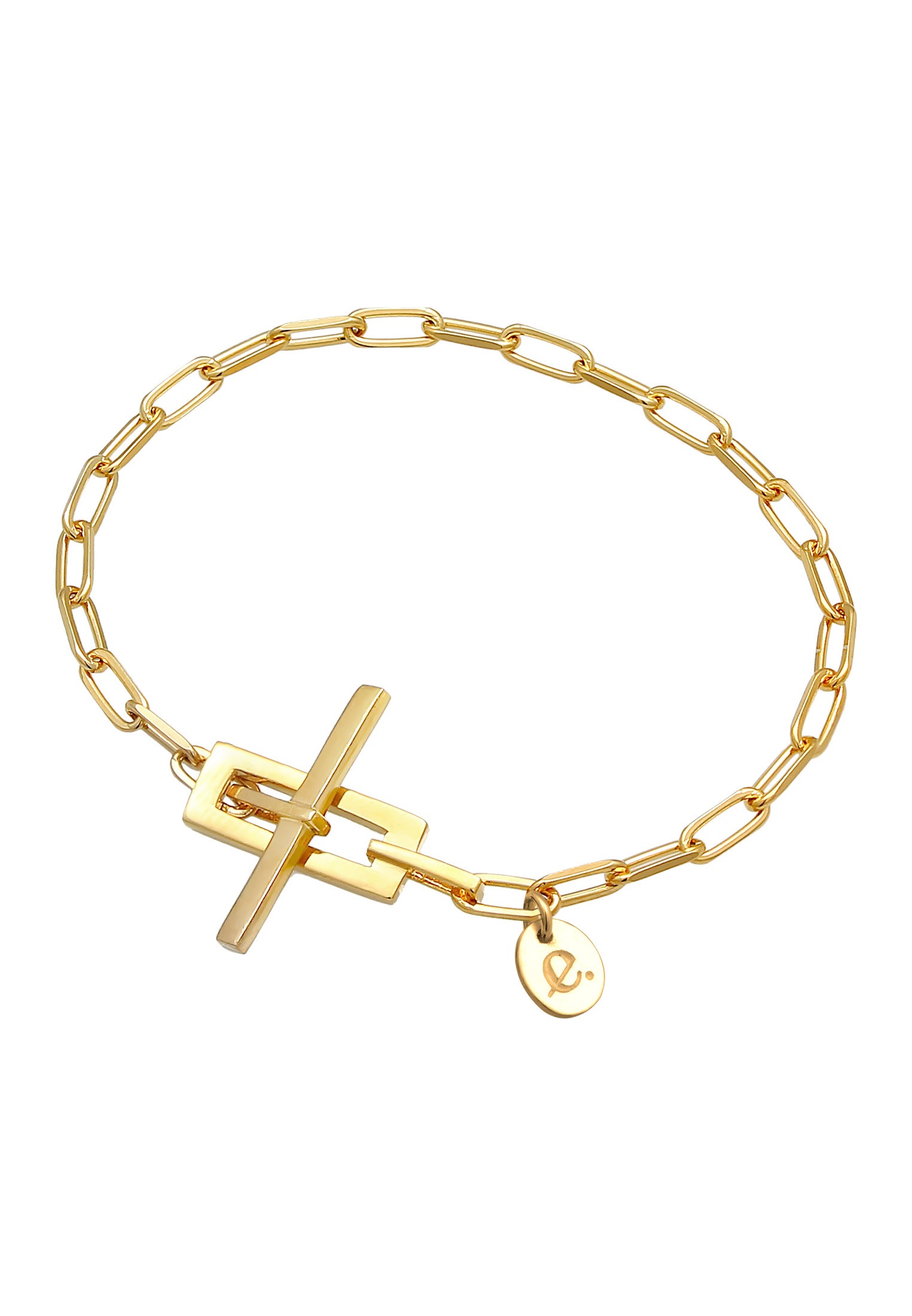 Elli Premium Armkette »Armband Gliederkette T-Verschluss 925 Silber vergoldet«