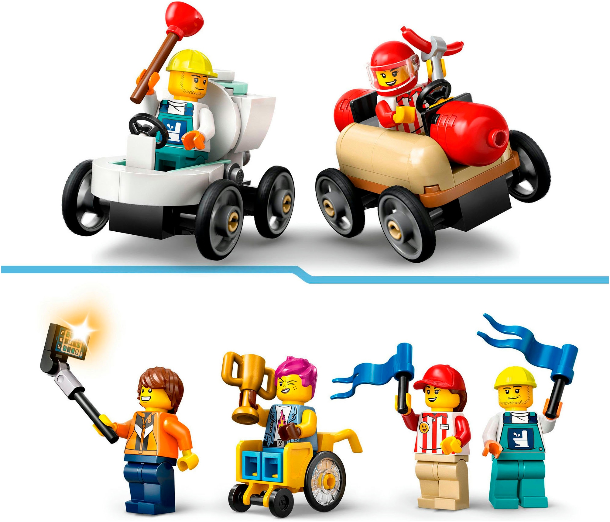 LEGO® Konstruktionsspielsteine »Keine Limits: Seifenkistenrennen mit Rampe (60460), LEGO City«, (436 St.), Made in Europe