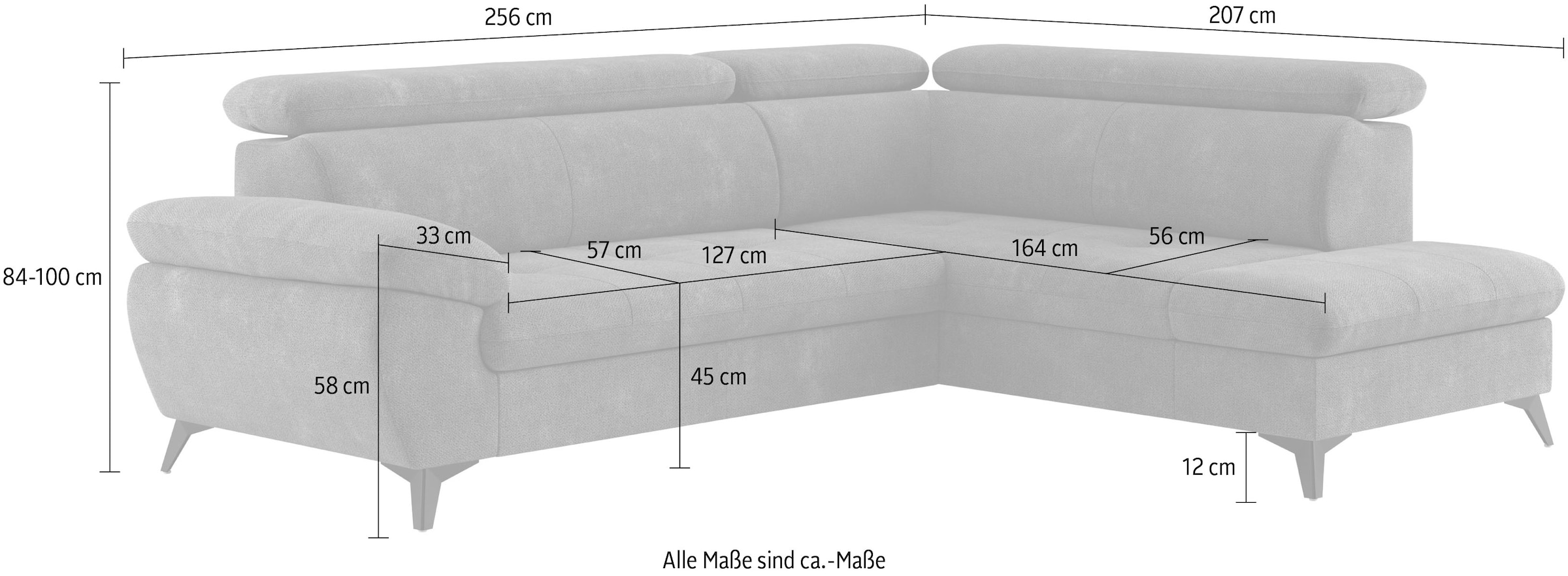 COTTA Ecksofa »Hudson L-Form«, mit Kopfteilverstellung, wahlweise mit Bettfunktion & Bettkasten