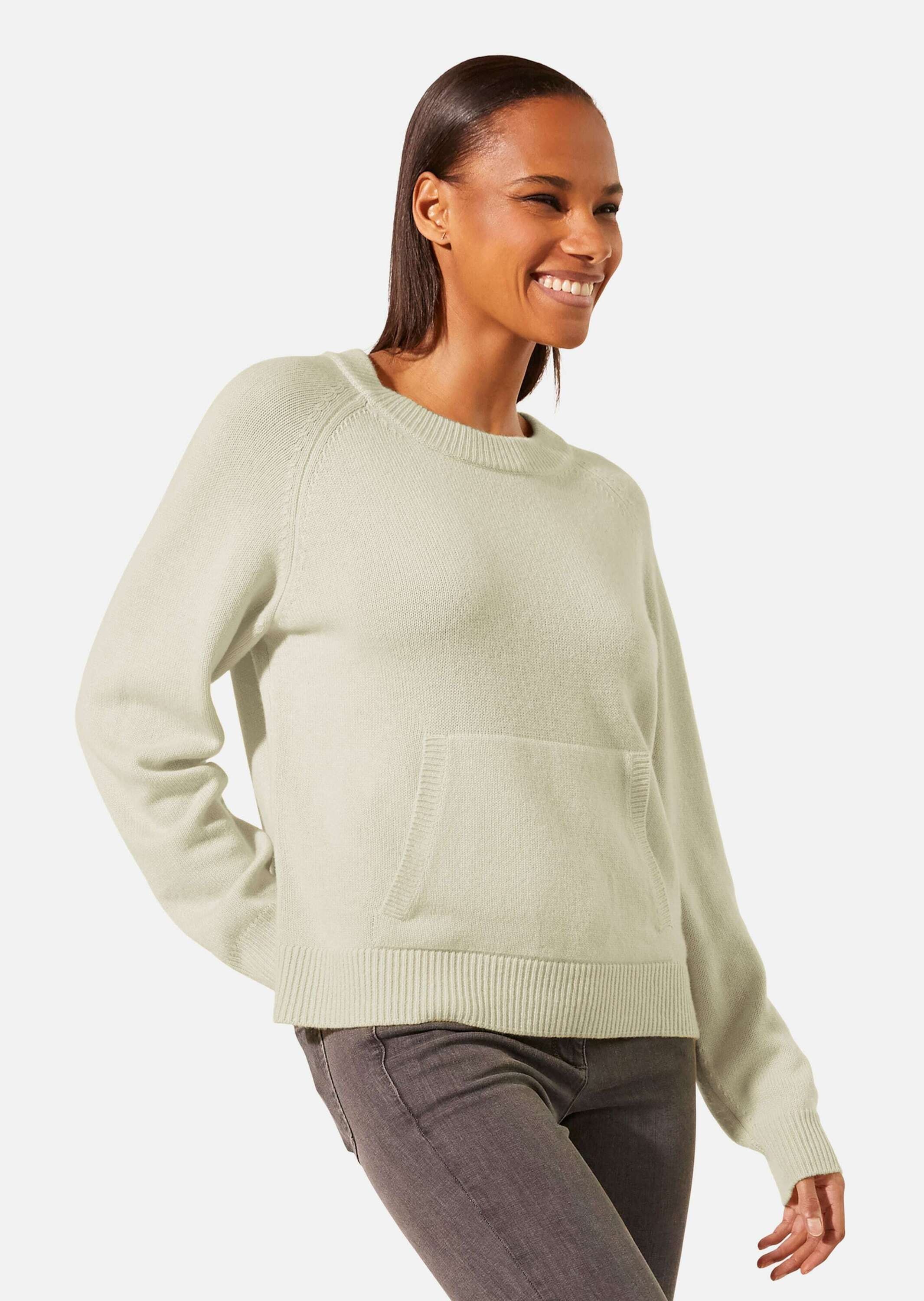 MADELEINE Longpullover »Pullover Rundhals-Pullover mit Känguru-Taschen«