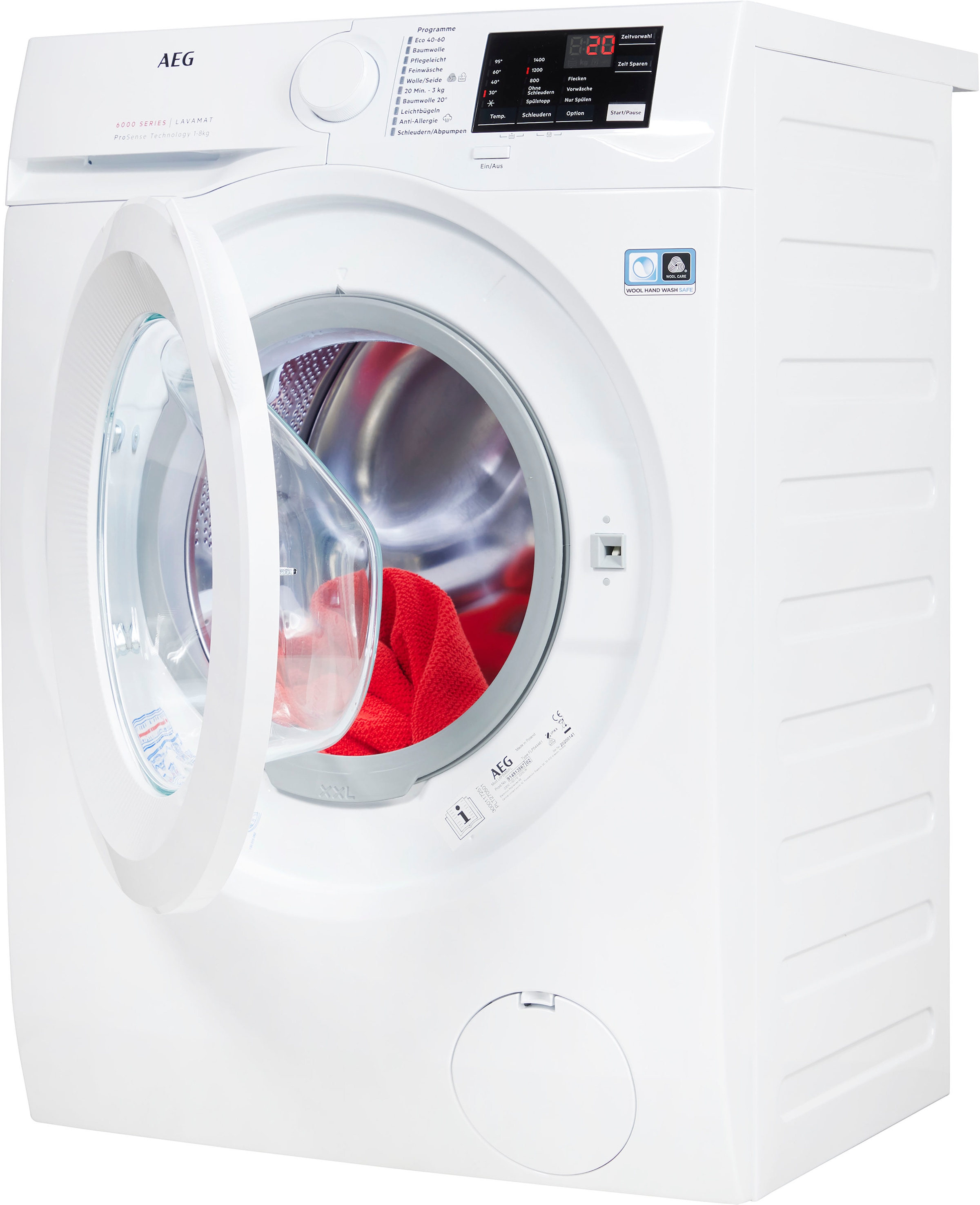 AEG Waschmaschine, Serie 6000, 1400 Programm Anti-Allergie U/min, kg, Dampf Garantie mit XXL Hygiene-/ 3 8 Jahren L6FB480FL, mit