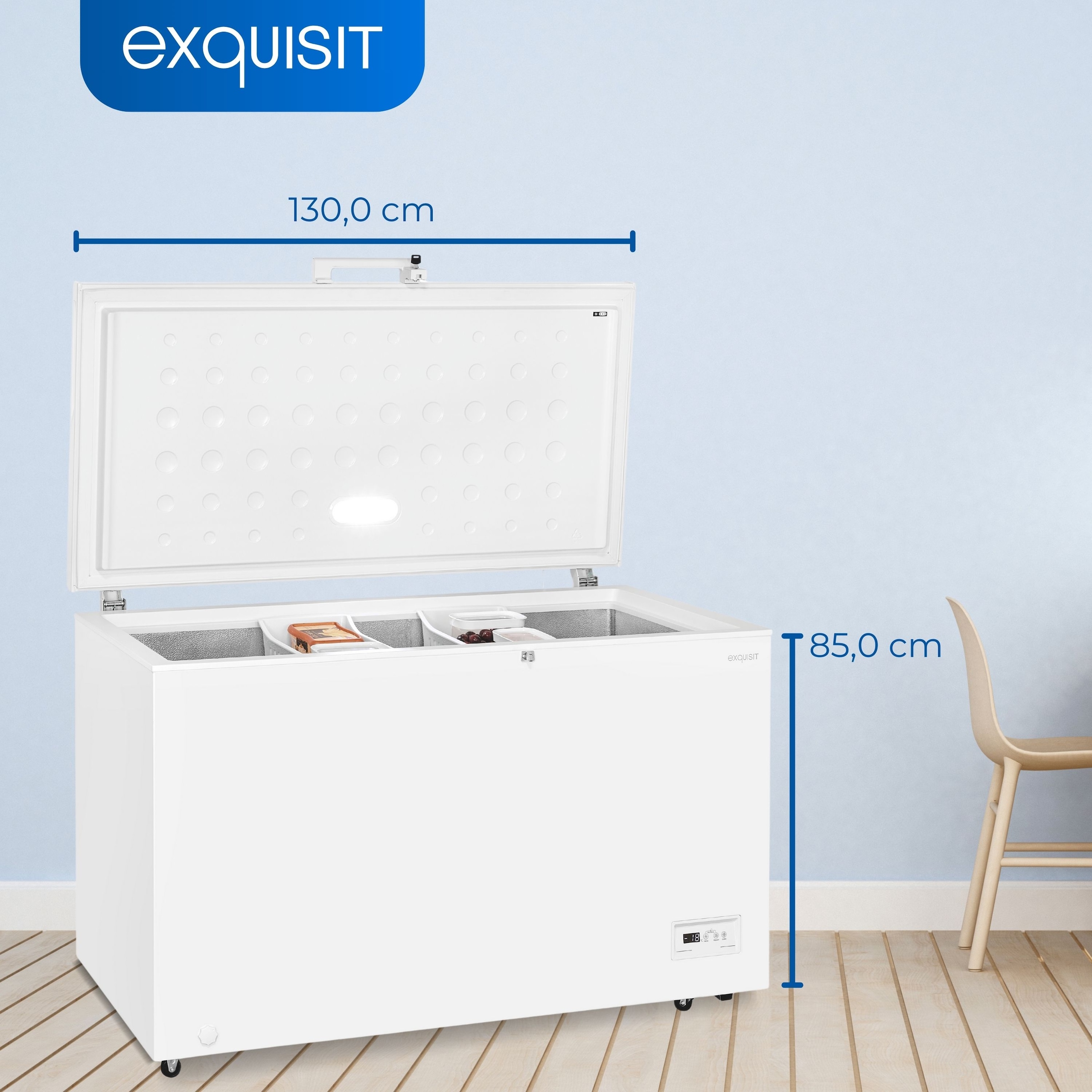 exquisit Gefriertruhe »GT400-HE-041E weiss«, 85 cm hoch, 130 cm breit, mit Türschloss