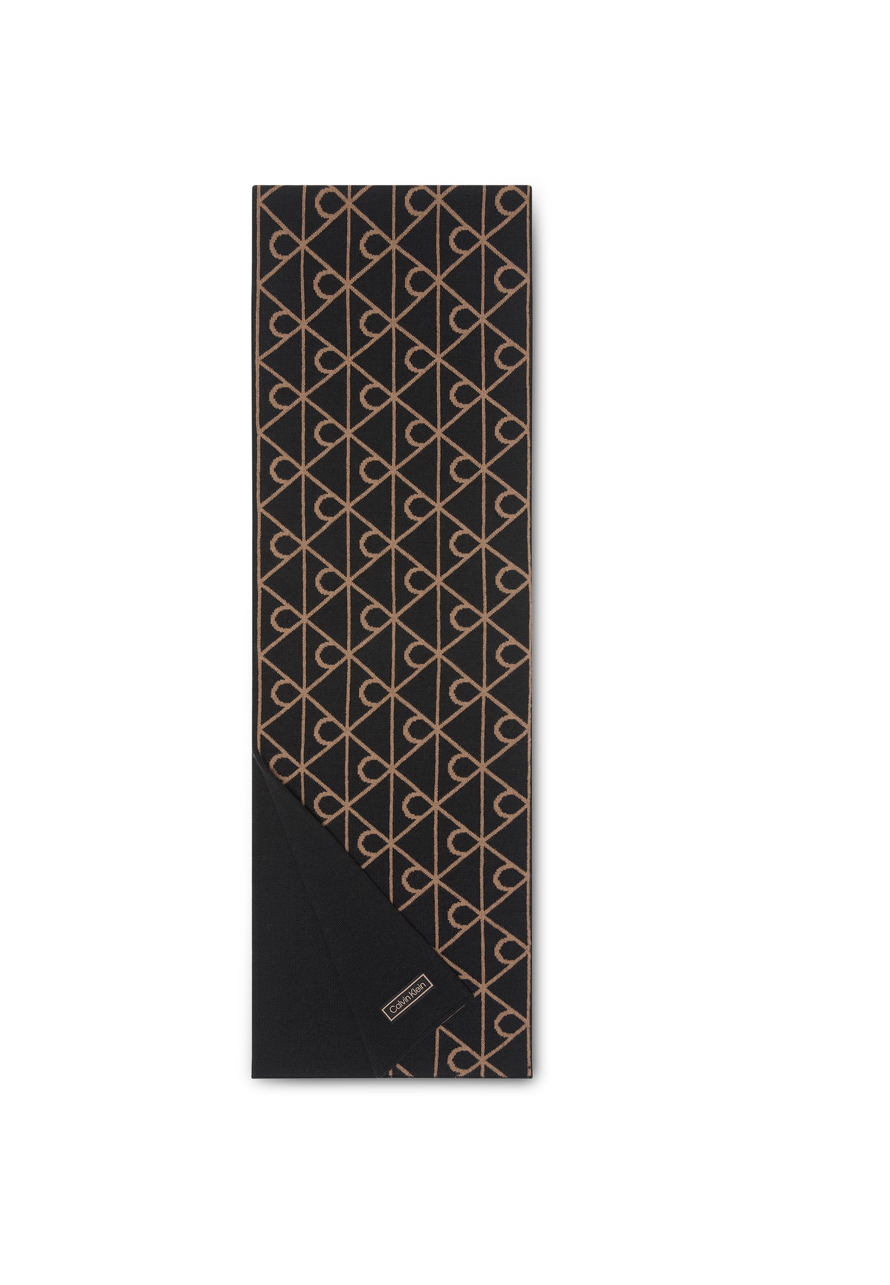 Calvin Klein, Damen, Modetuch »EMBLEM ?REVERSIBLE WOOL HW SCARF« Perfekt für den Alltag, Black/Walnut, Black/Walnut, Modetuch von Calvin Klein
