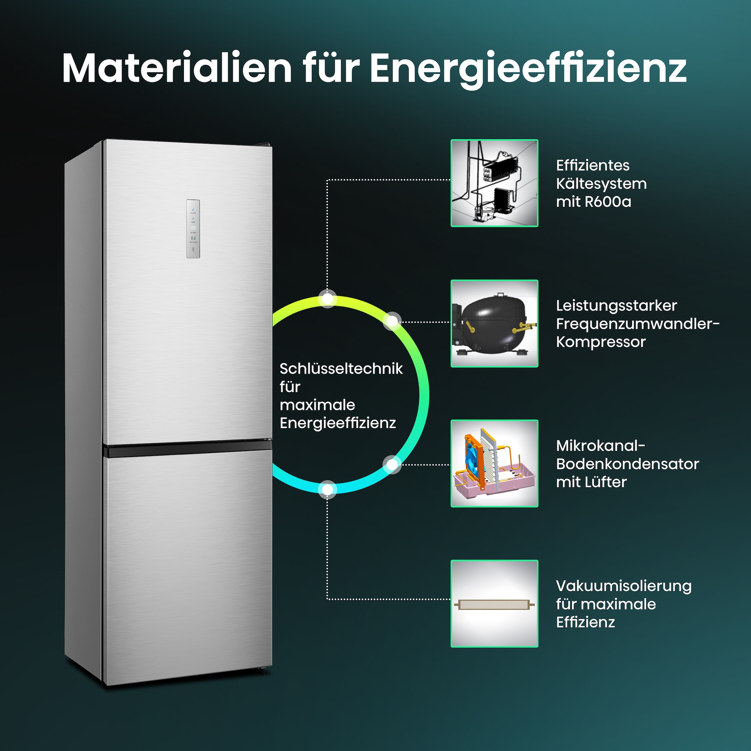 Hisense Kühl-/Gefrierkombination »RB390N4C«, RB390N4CCD, 186 cm hoch, 59,5 cm breit, Außen-Display