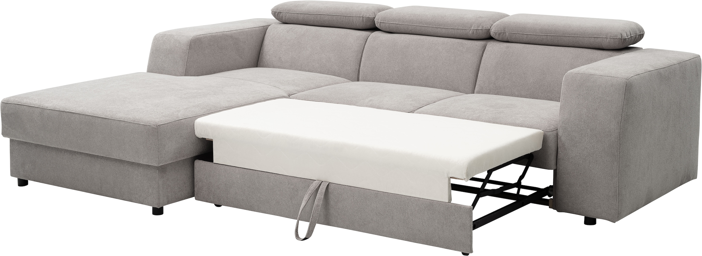 WERK2 Ecksofa »Cherry, modernes Sofa mit Komfortfunktionen, Breite 270cm, L-Form,«, bequem, mit verstellbaren Kopfteilen, Schlaffunktion und Bettkasten