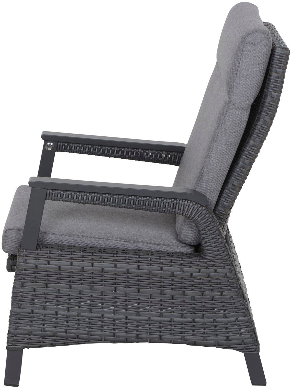 Siena Garden Gartenlounge-Set »Solea«, (Set, 8 tlg.), bestehend aus 2 Sesseln, 1 Bank, 1 Tisch und 4 Auflagen
