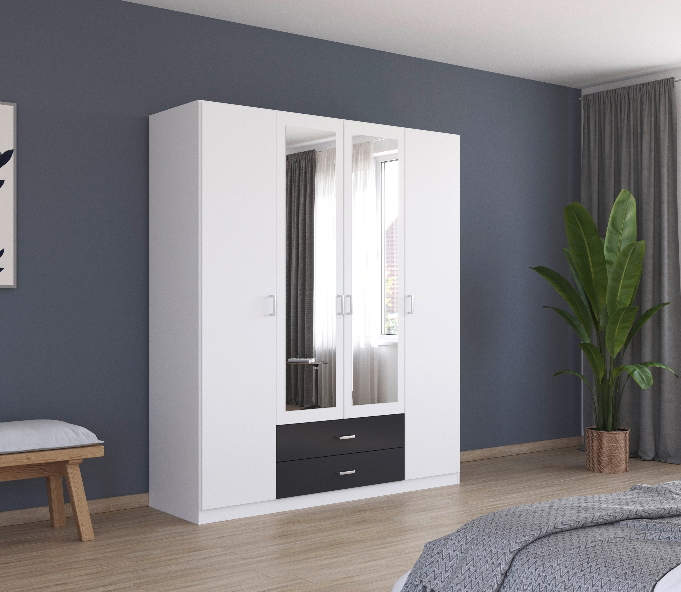 rauch Kleiderschrank »Schrank Garderobe Wäscheschrank GAMMA in 3 Breiten«, viel Stauraum mit 6 Schubladen, mit Spiegel TOPSELLER MADE IN GERMANY